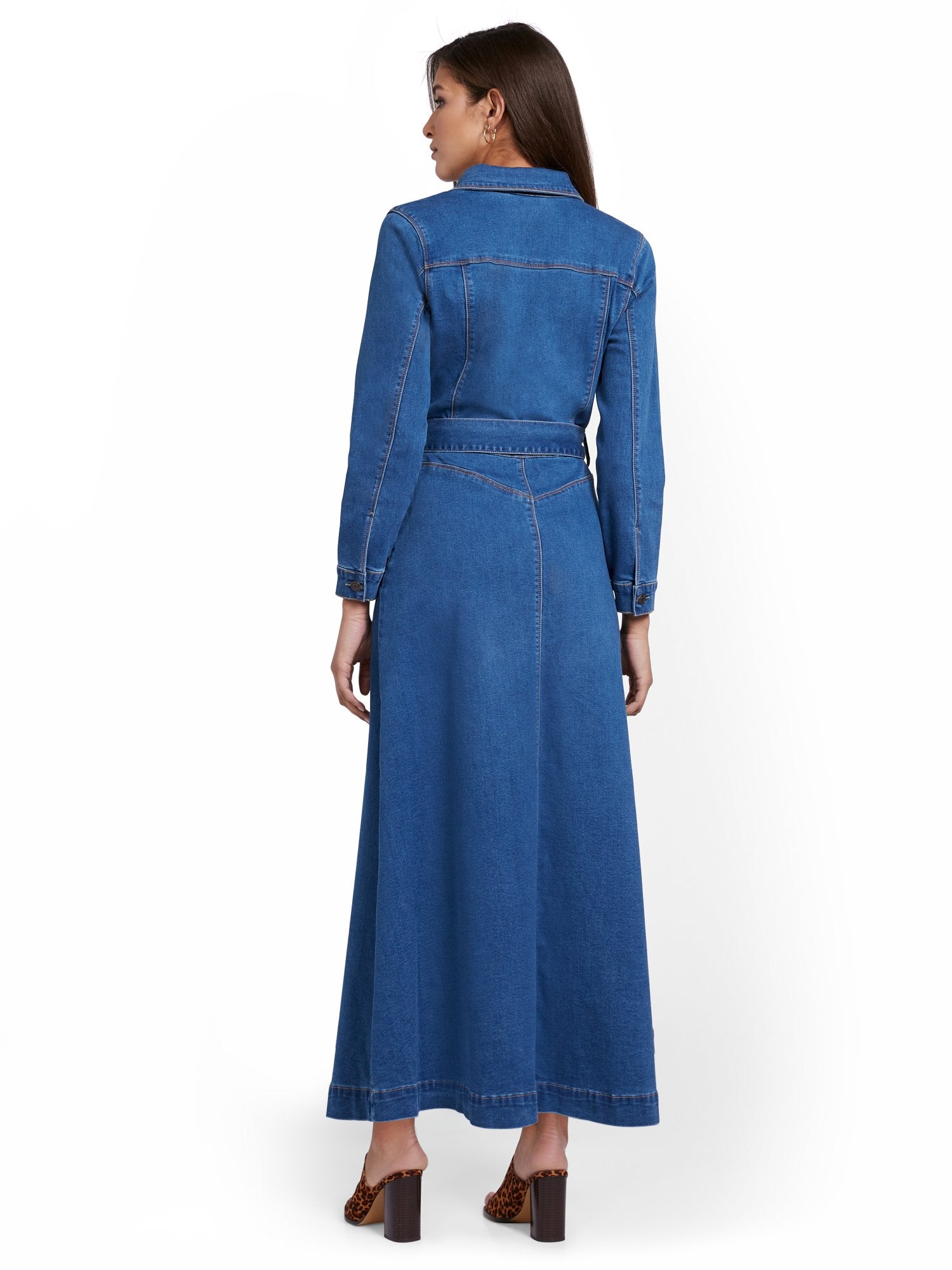 Denim Maxi Shirtdress New York & Company Denim Maxi Shirtdress New York & Company