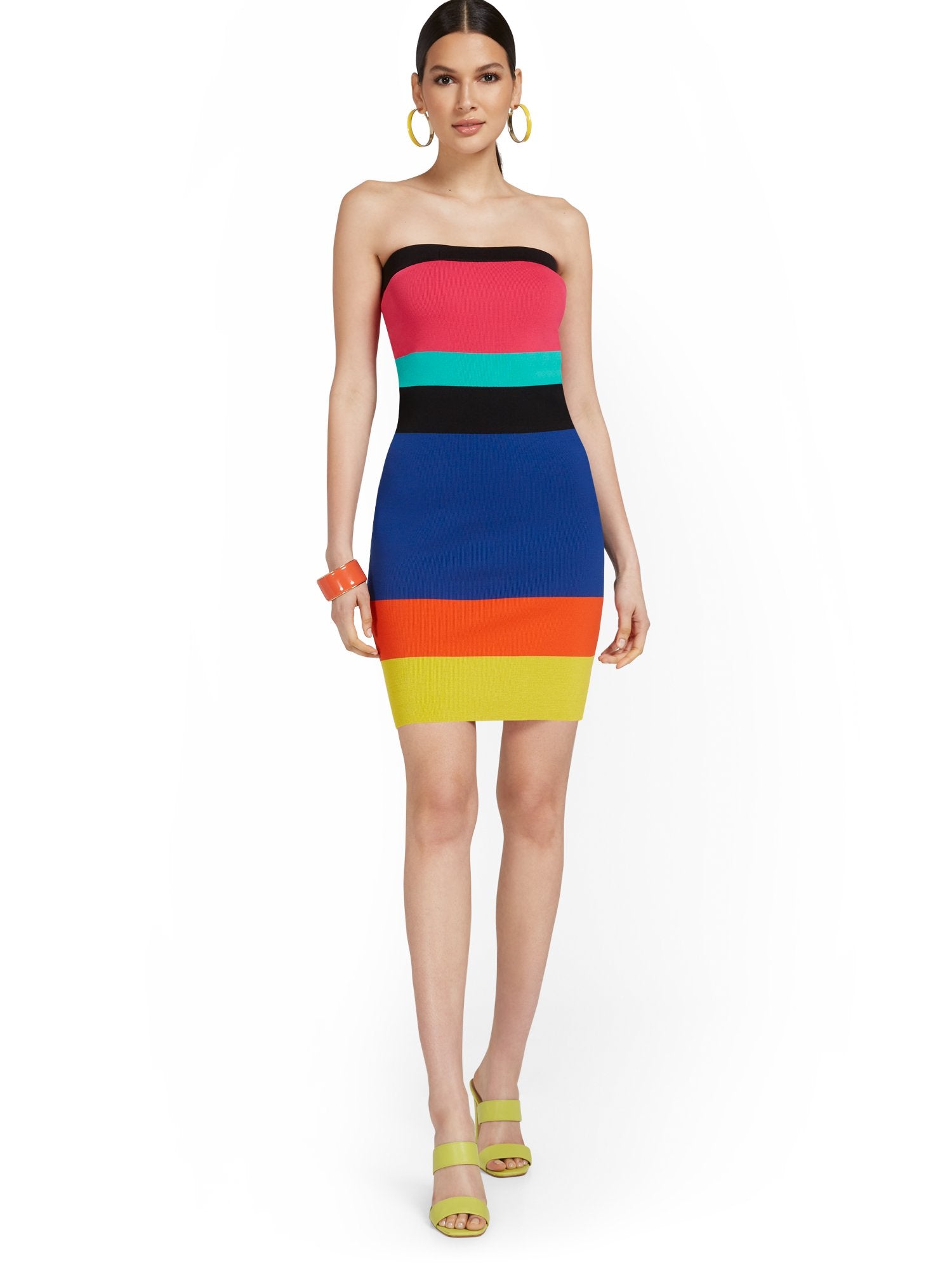 strapless sweater dress Stripe Strapless Sweater Dress – New York & Company