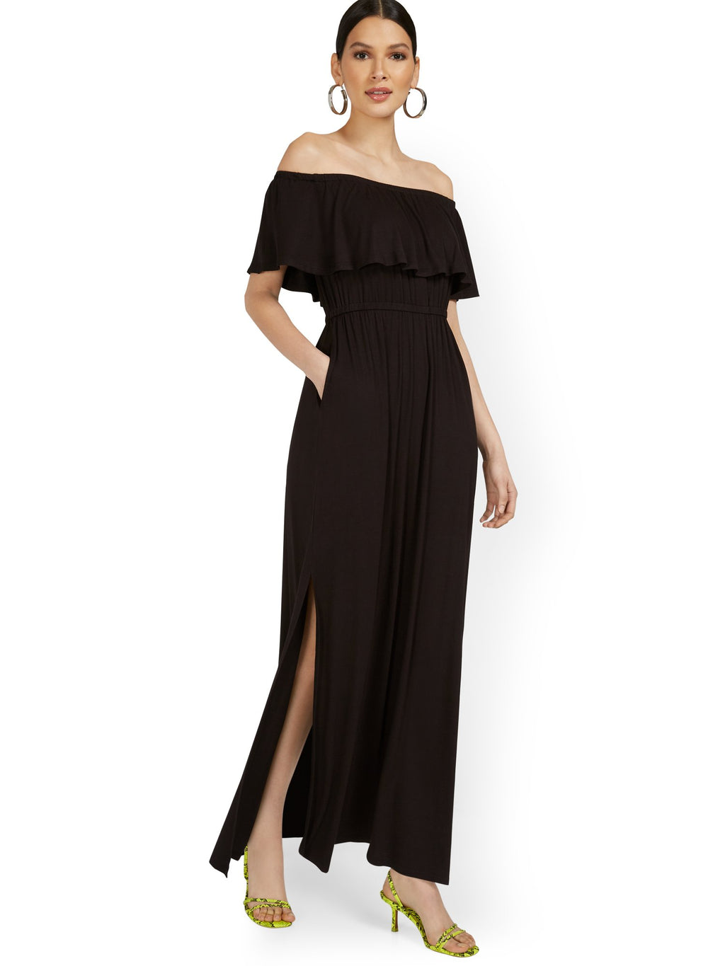 Off-The-Shoulder Ruffle Maxi Dress – New York & Company