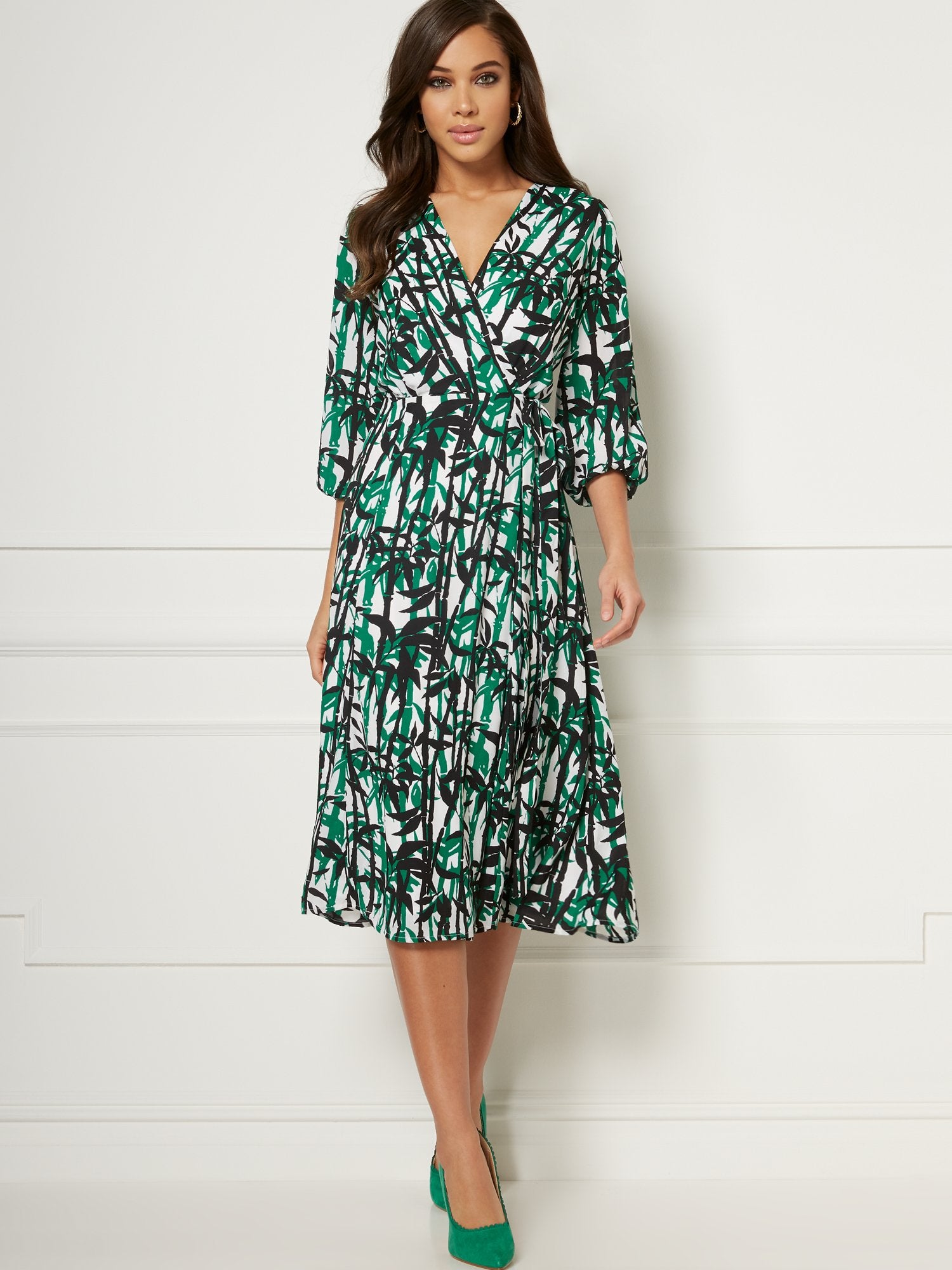Brenda Palm-Print Dress