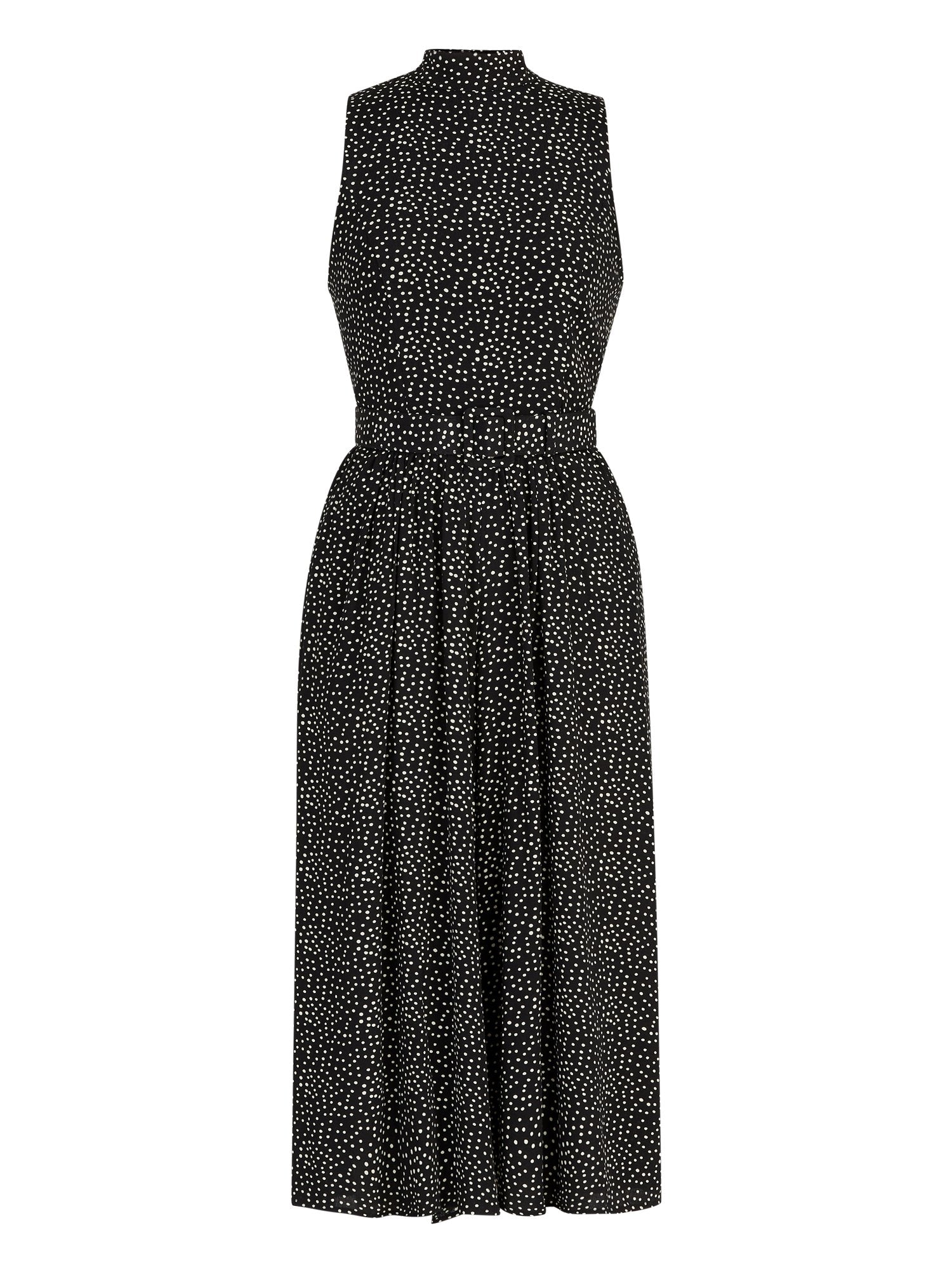 Sleeveless Polka-Dot Culotte Jumpsuit