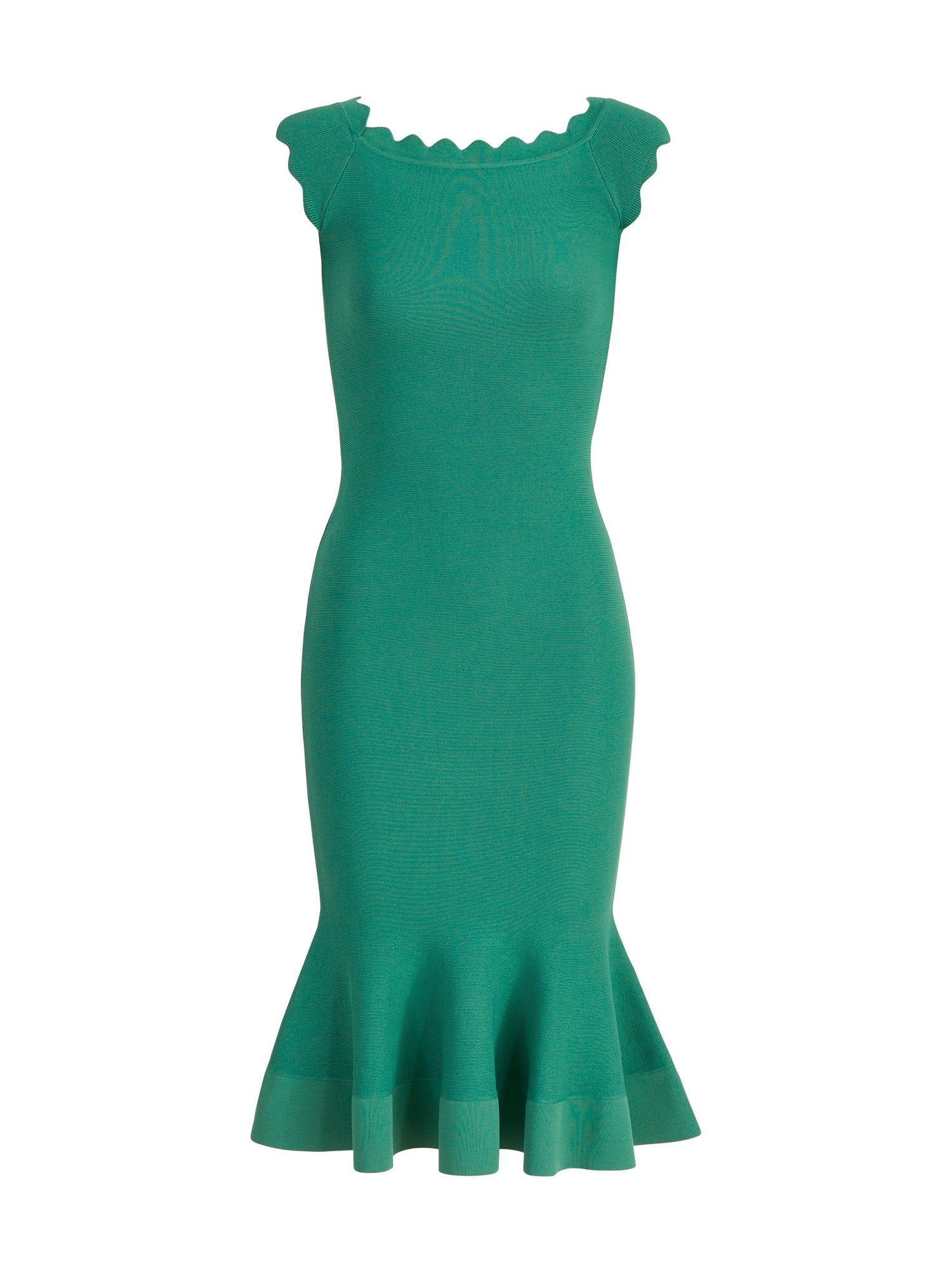 Flounce-Hem Short-Sleeve Sweater Dress