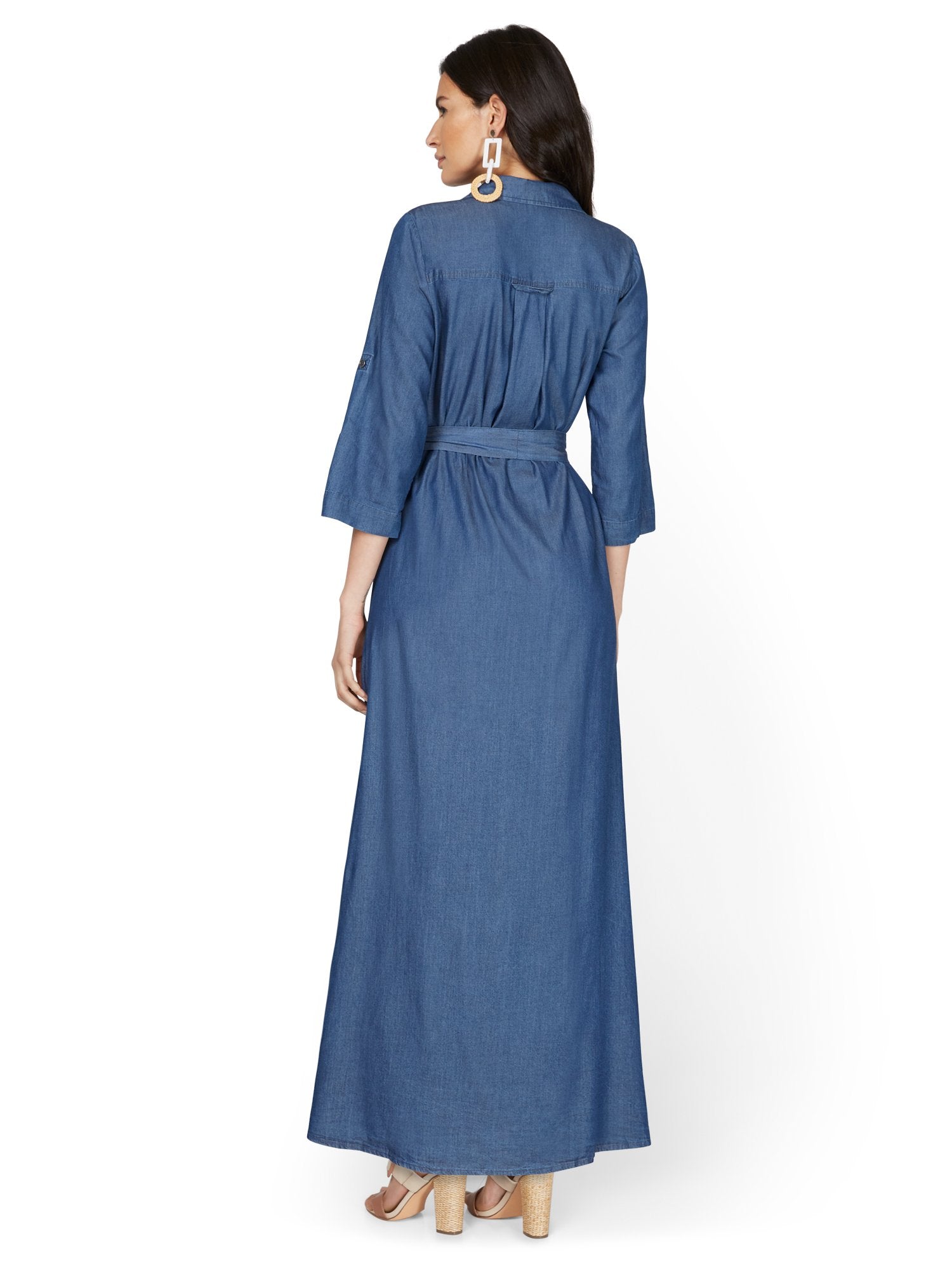 Chambray Belted Maxi Shirtdress New York & Company Chambray Belted Maxi Shirtdress New York & Company