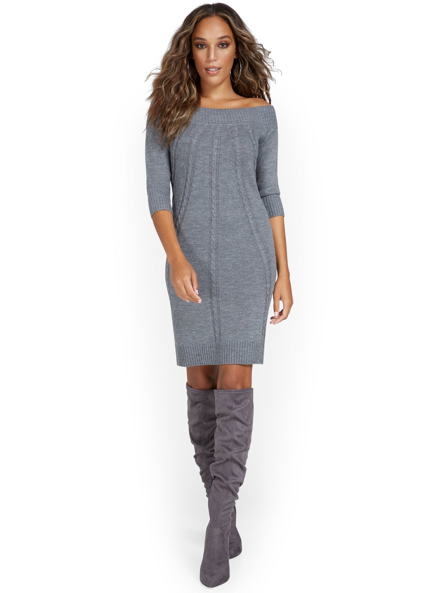 Off-The-Shoulder Sweater Dress – New York & Company