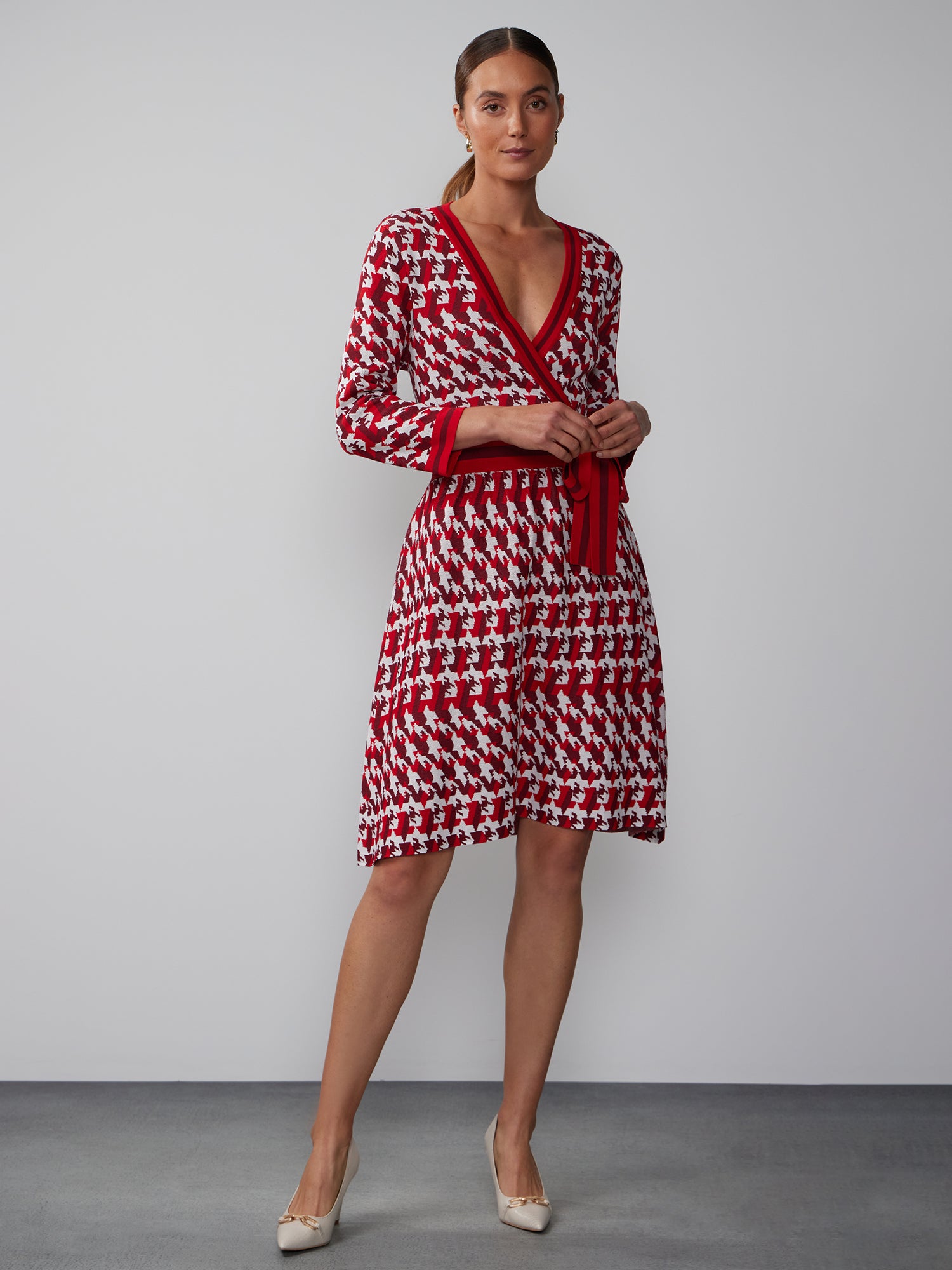 Geo Print Sweater Wrap Dress  New York & Company