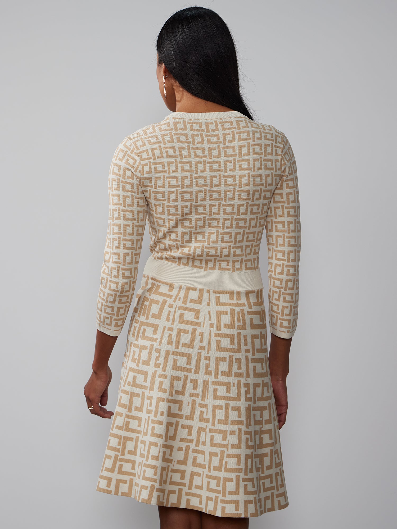 Long Sleeve Geometric A-Line Dress – New York & Company Long Sleeve Geometric A-Line Dress – New York & Company