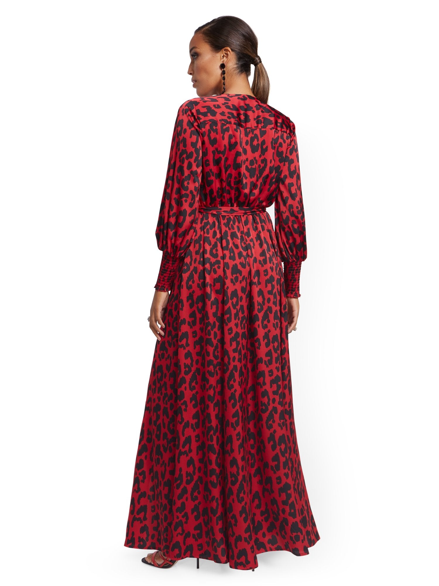 Red Faux Wrap Maxi Dress – New York Company - Main Image