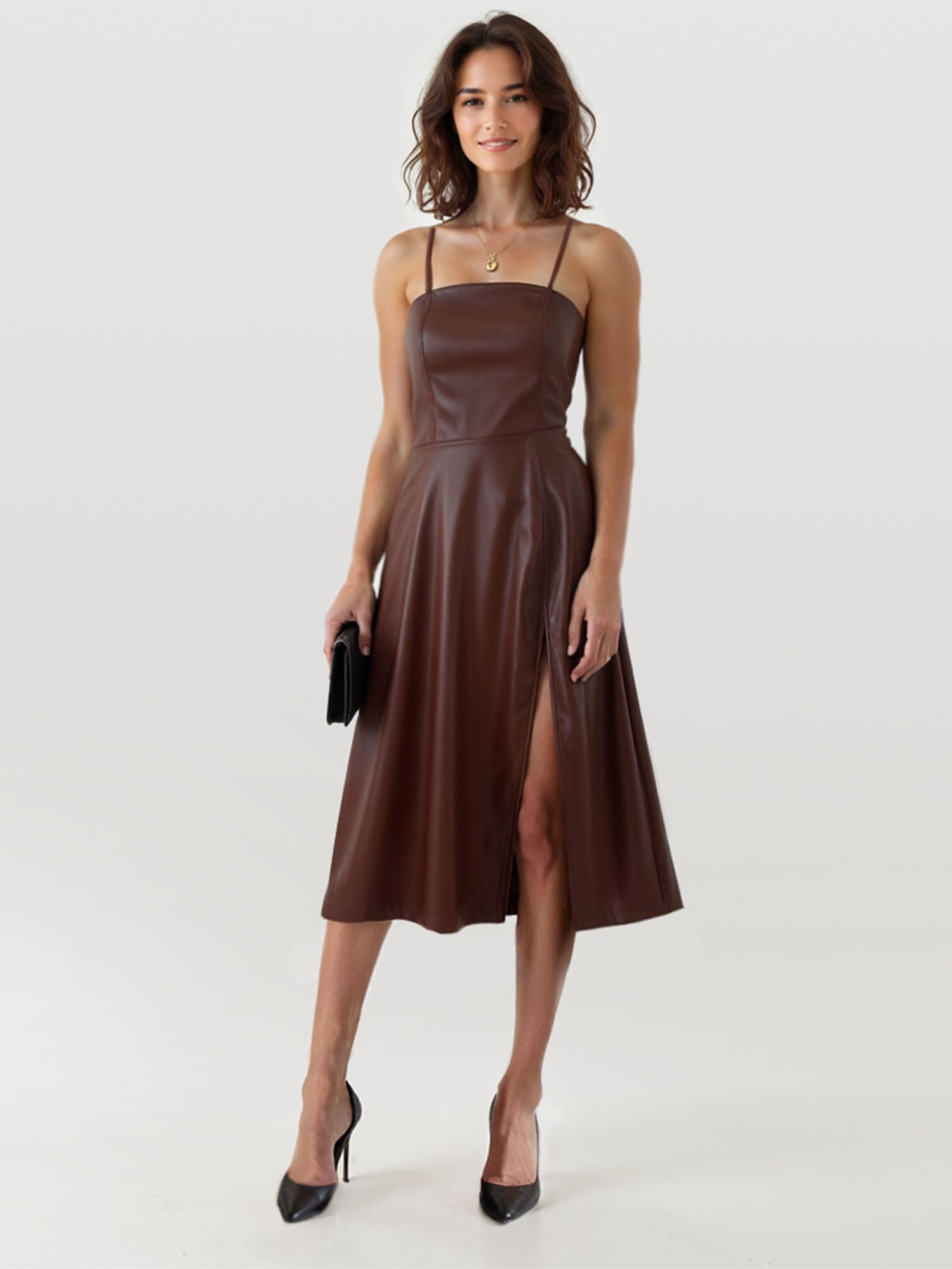 Strapless Faux Leather Midi Dress New York & Company Strapless Faux Leather Midi Dress New York & Company