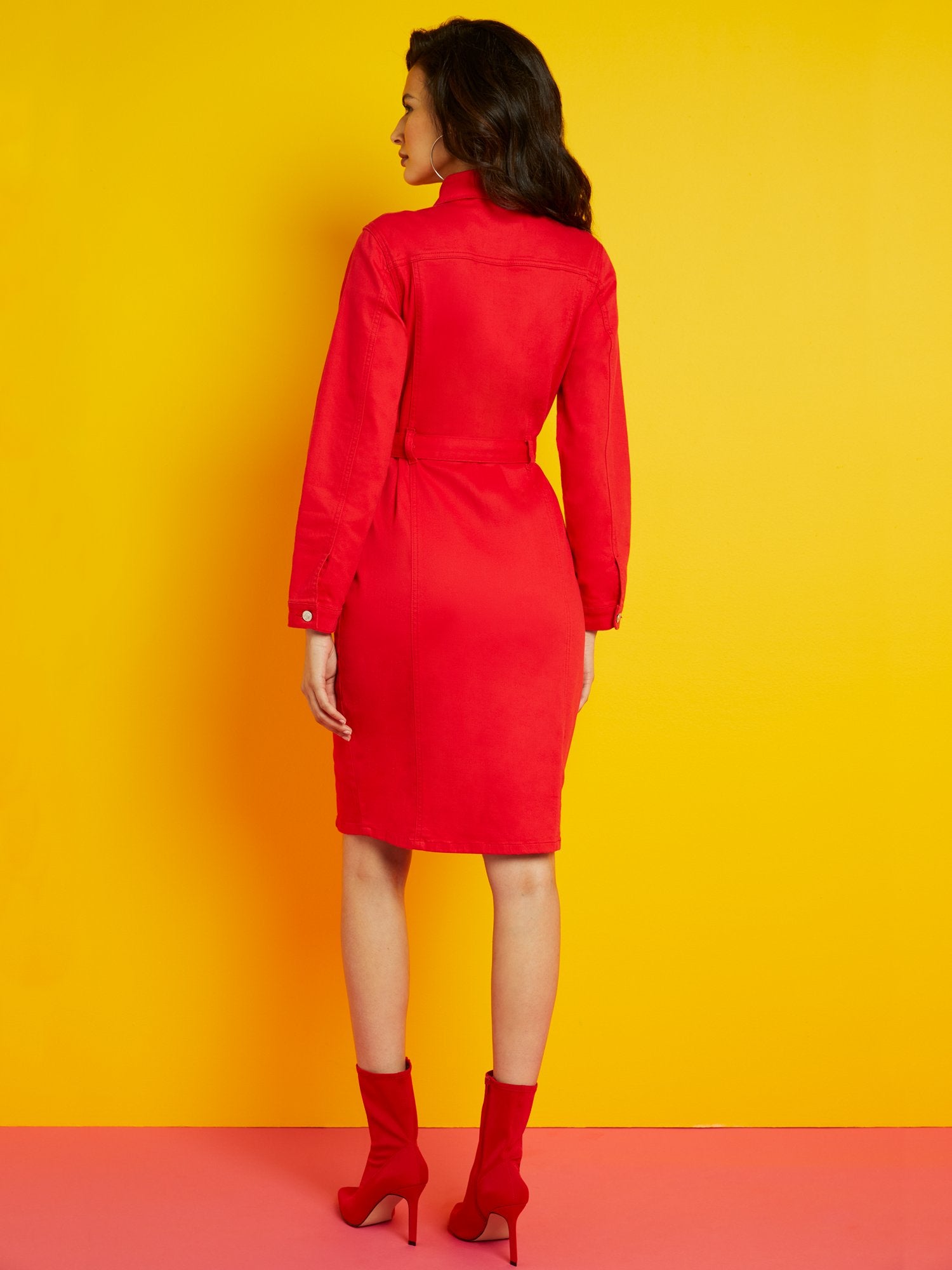 fitted lace wedding dress Red Seamed Button-Down Dress – New York & Company