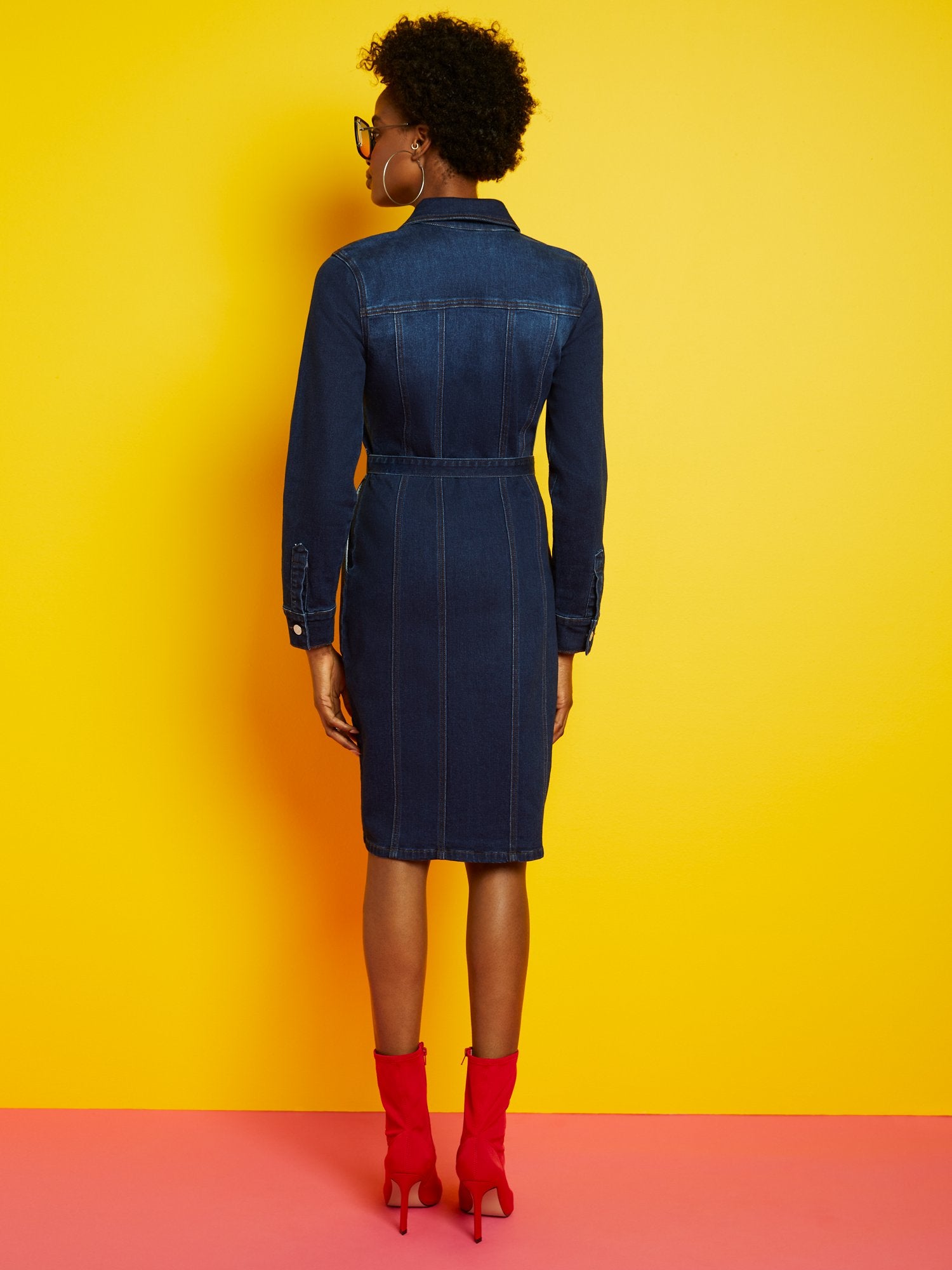 Zip-Front Denim Dress New York & Company Zip-Front Denim Dress New York & Company