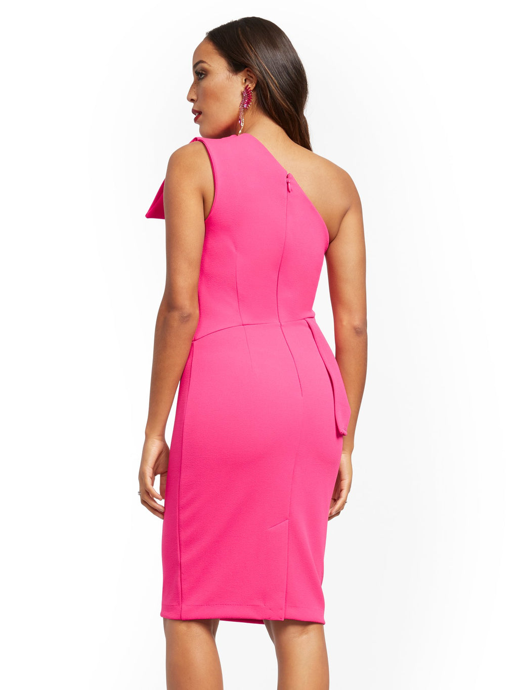 fitted lace wedding dress Pink One-Shoulder Sheath Dress – New York & Company