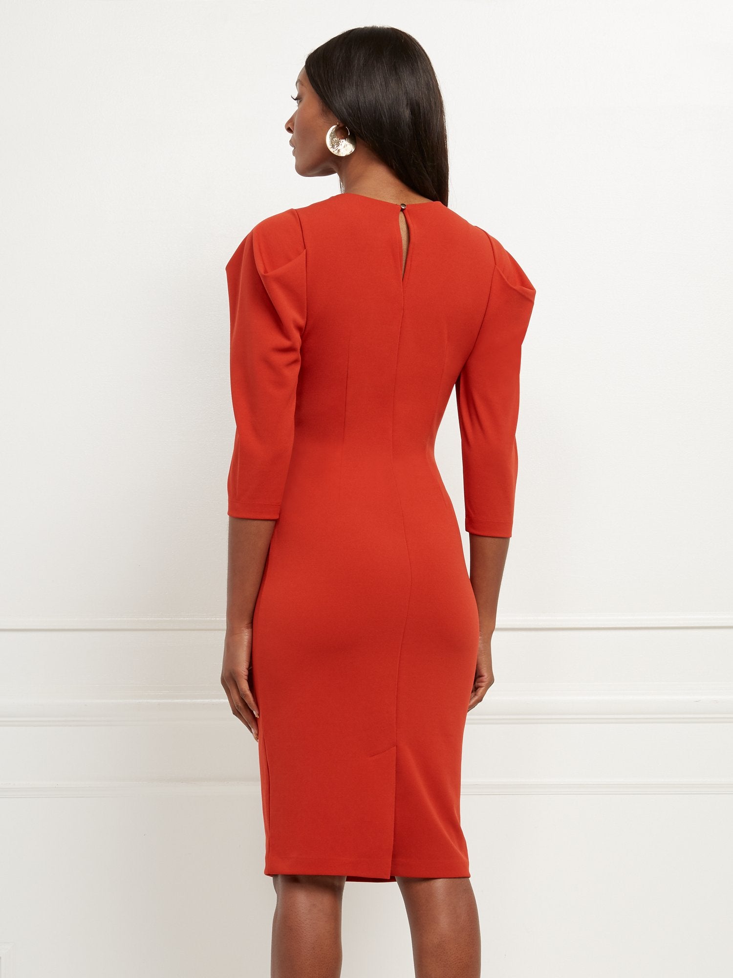 white christmas dresses Puff-Sleeve Sheath Dress