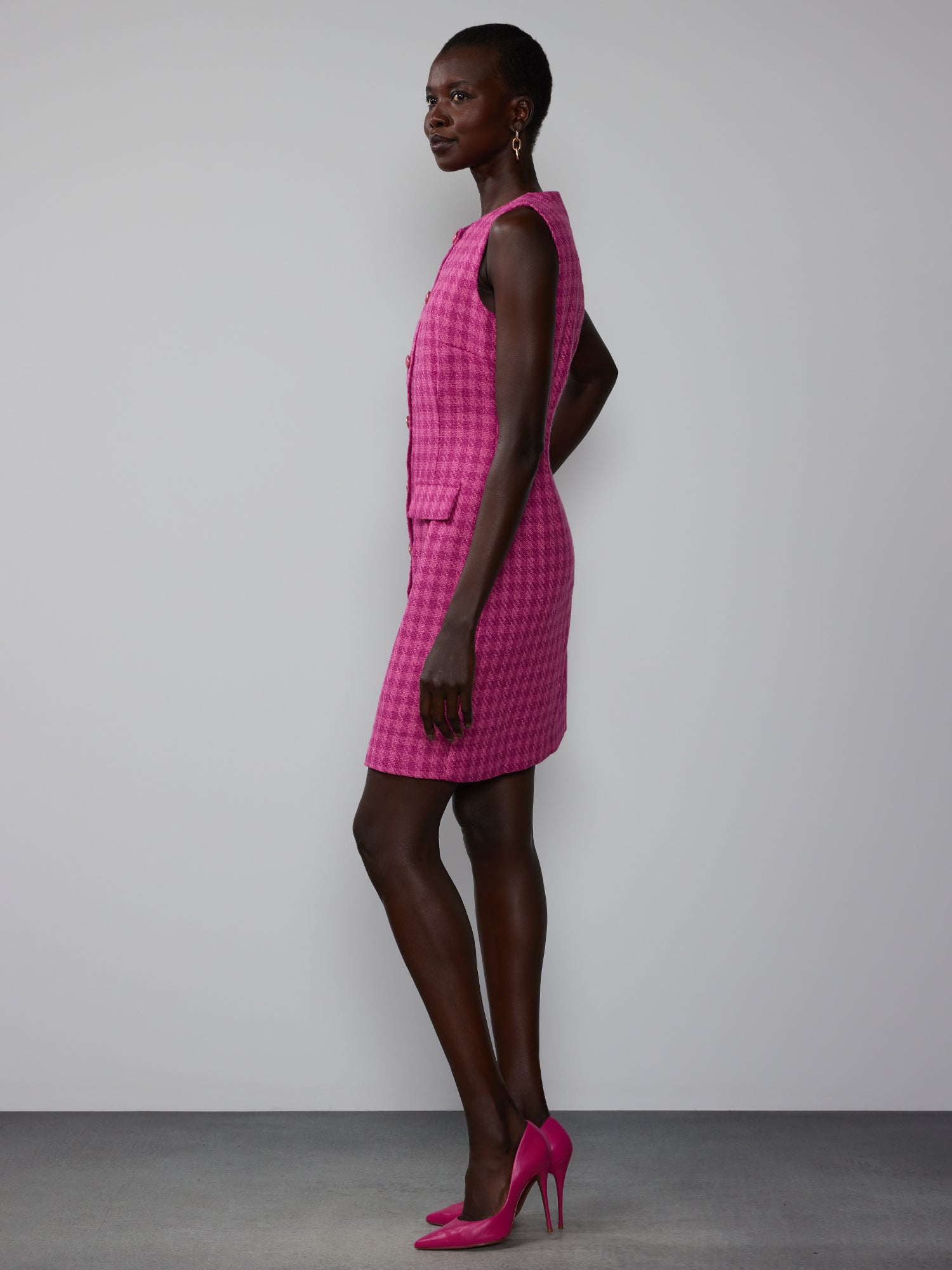 Sleeveless Button Front Tweed Shift Dress New York & Company Sleeveless Button Front Tweed Shift Dress New York & Company