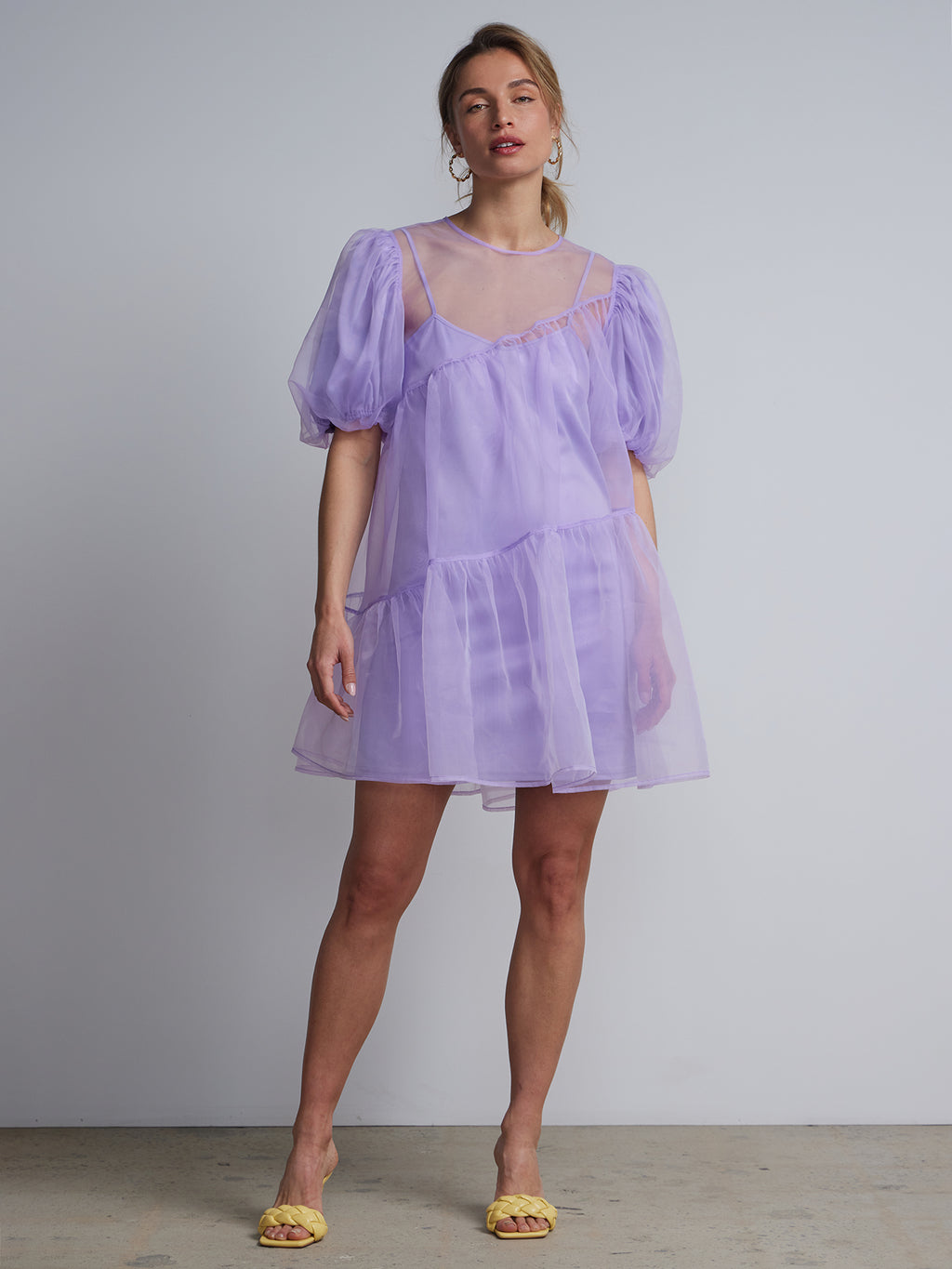 Organza Puff-Sleeve Bubble Dress New York & Company Organza Puff-Sleeve Bubble Dress New York & Company