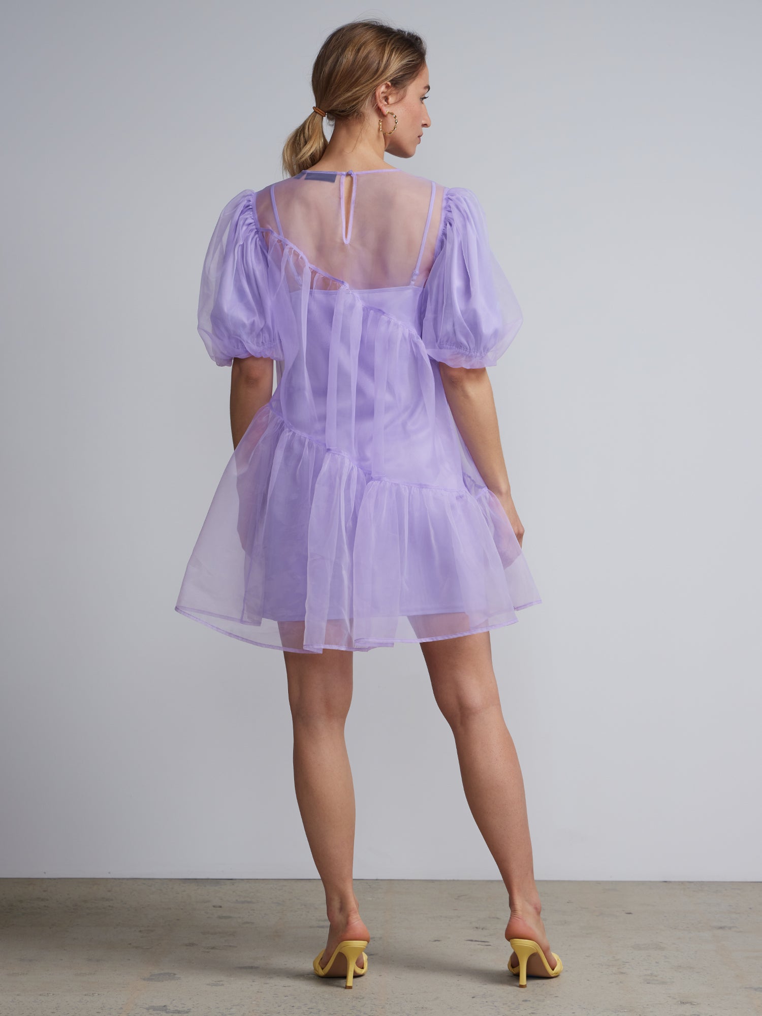 purple bubble dress Organza Puff-Sleeve Bubble Dress – New York & Company