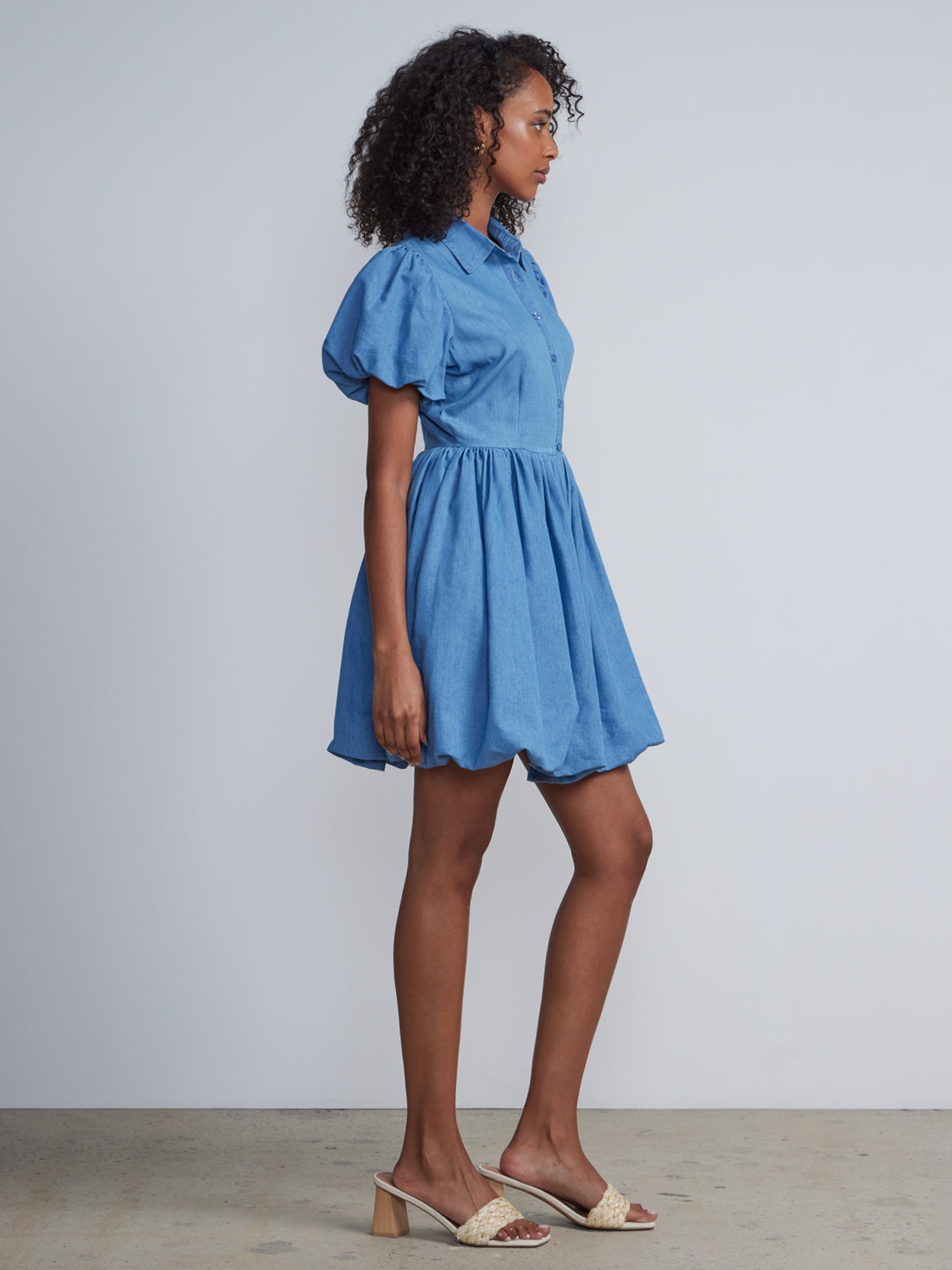 Denim Bubble Hem Dress Denim Bubble Hem Dress