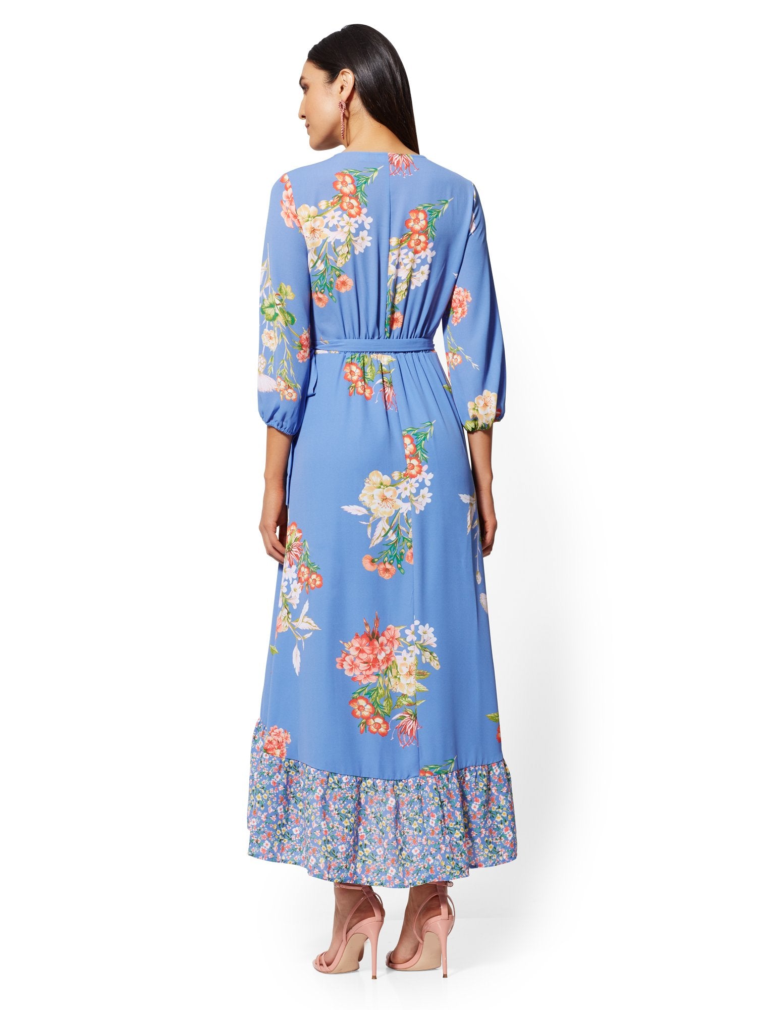 Blue Floral Wrap Maxi Dress New York & Company Blue Floral Wrap Maxi Dress New York & Company