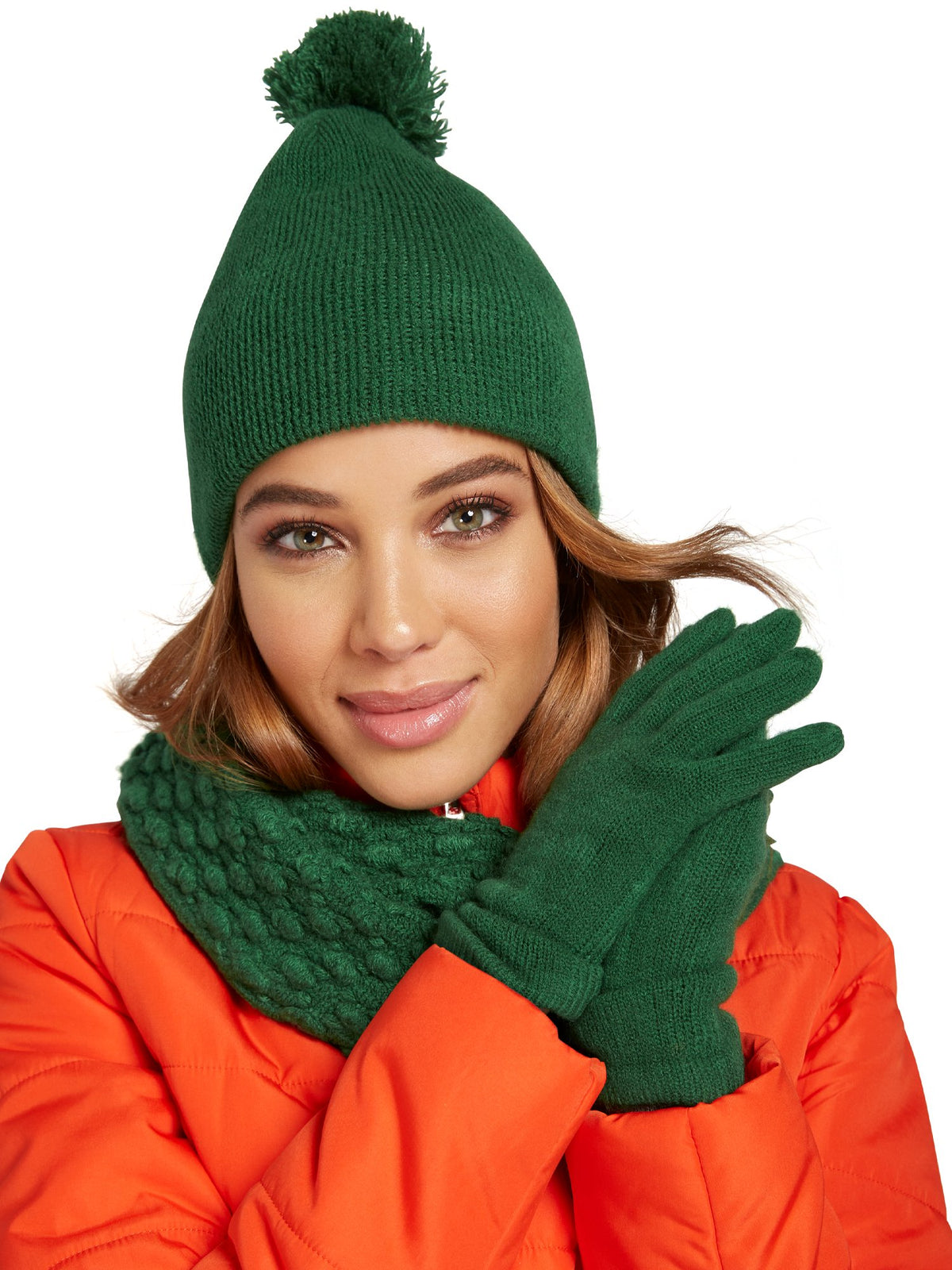 3-Piece Popcorn-Knit Scarf, Hat & Gloves Set – New York  display picture 2