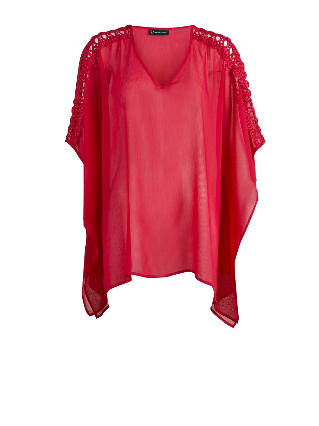 Crochet-Trim Chiffon Topper – New York & Company