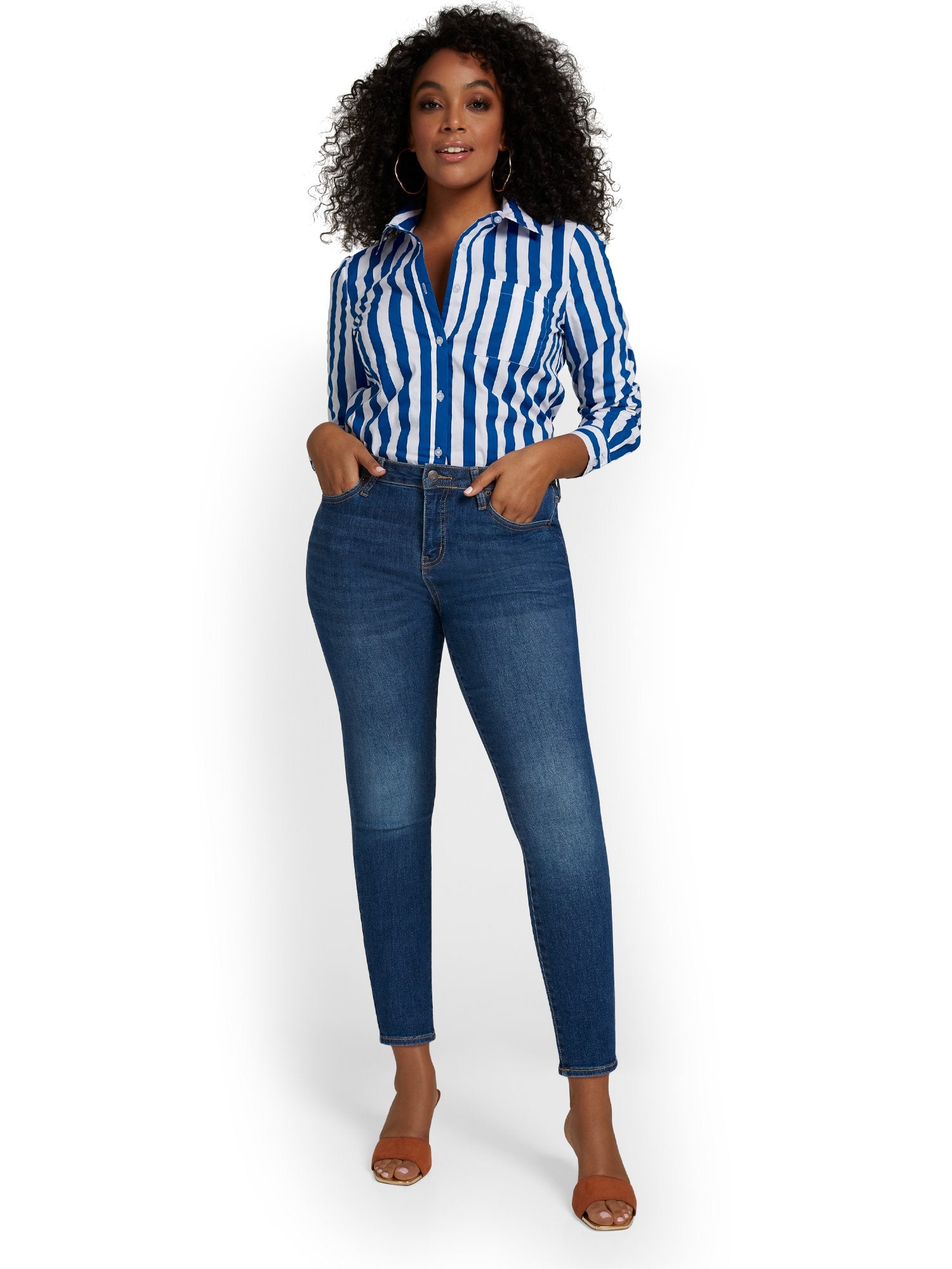 Perfect Fit Mid-Rise Super-Skinny Ankle Jeans - Medium Blue Wash