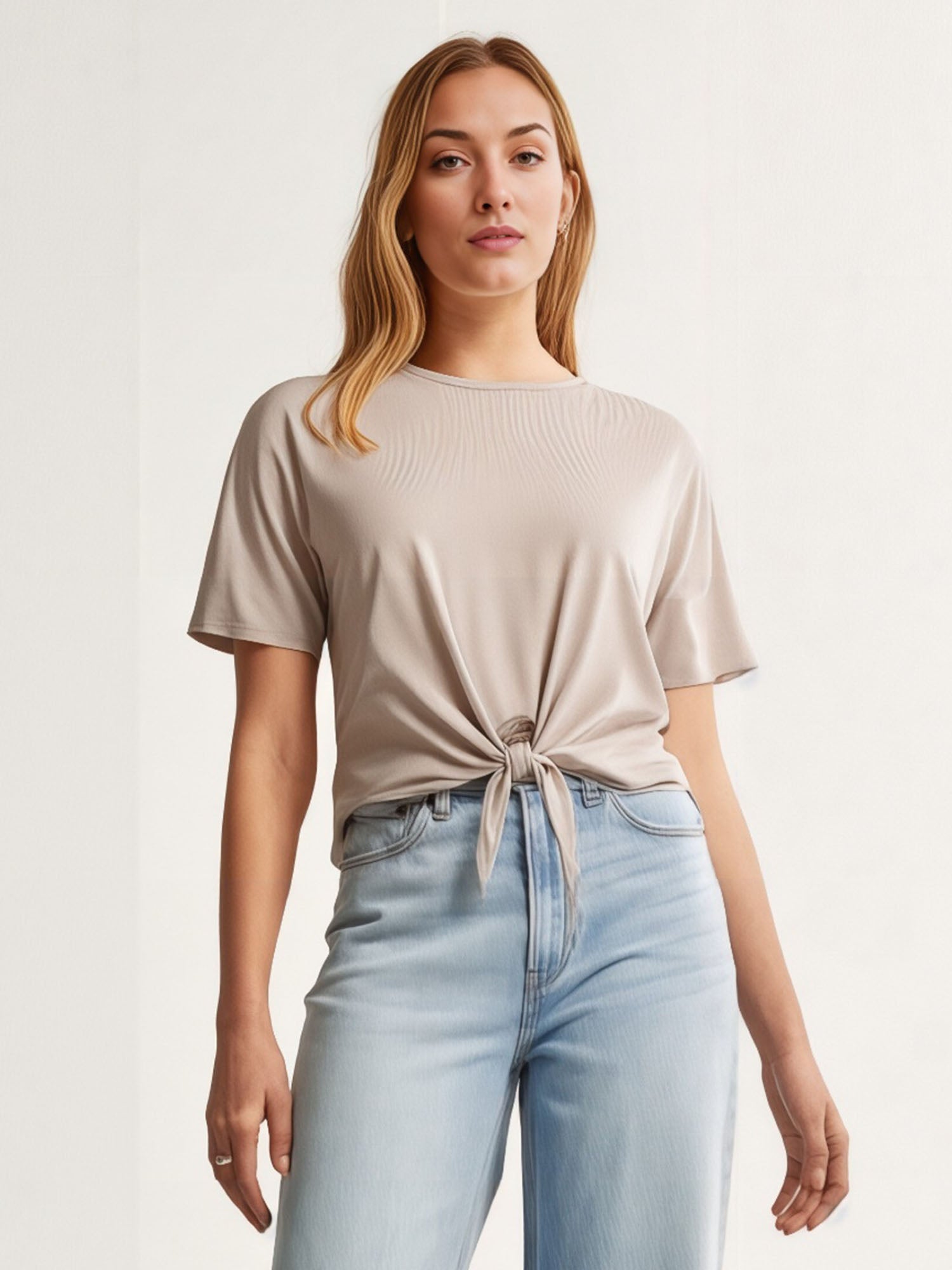 Short Sleeve Tie Front T-Shirt