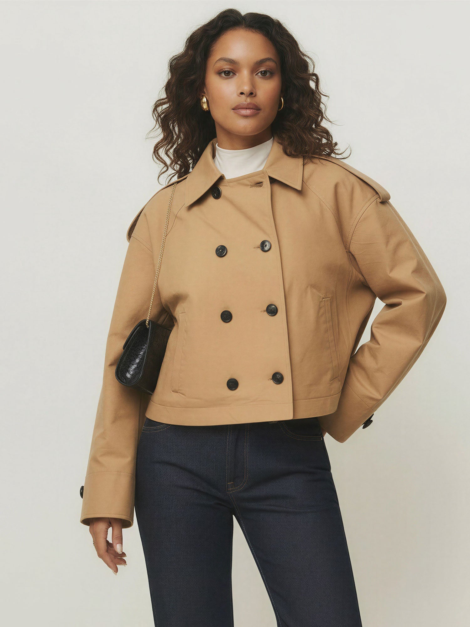 Cropped Double Button Trench Coat – New York & Company