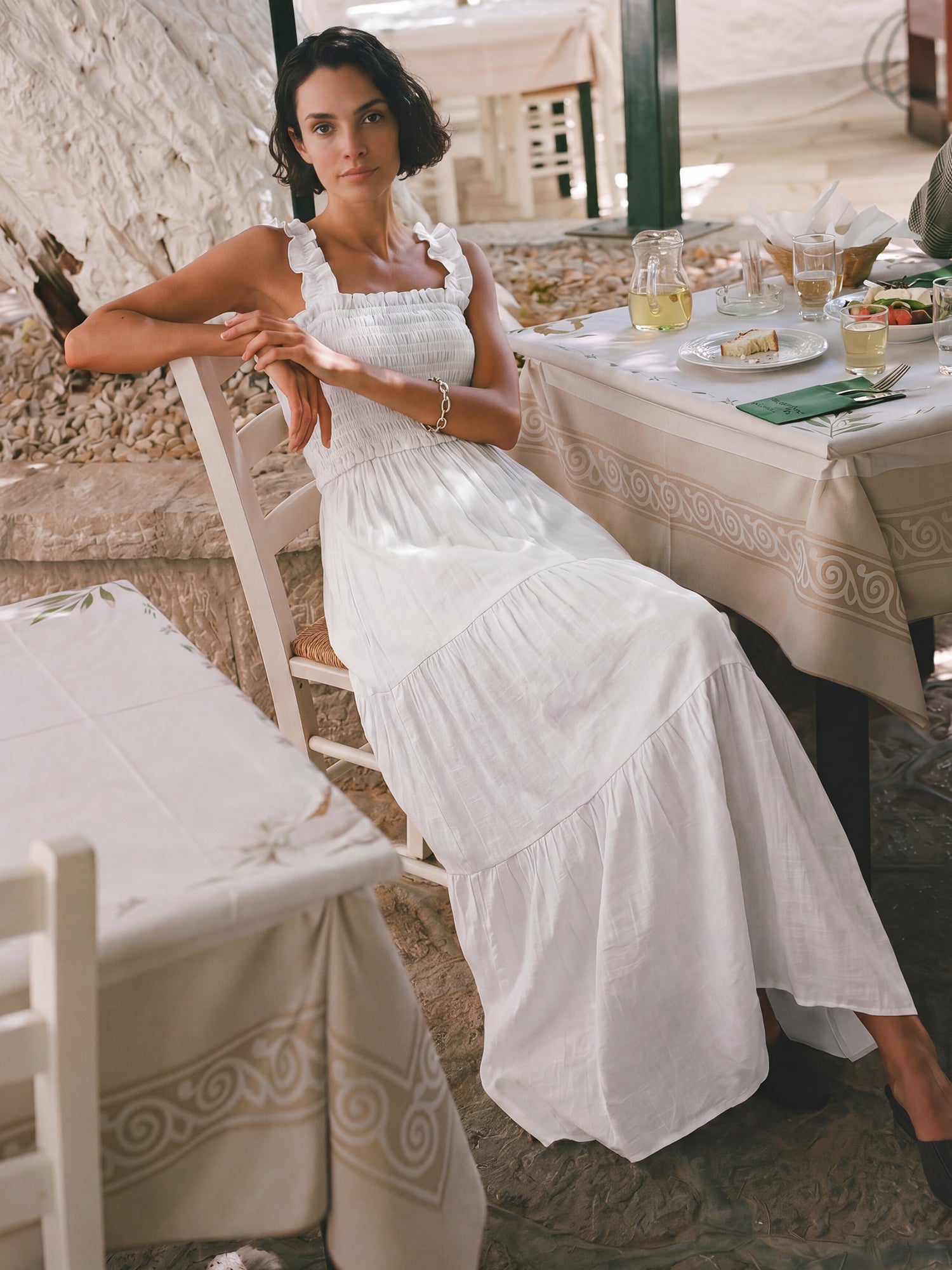 Sleeveless Tiered Gauze Nap A-Line Maxi Sun Dress - SMALL / Black
