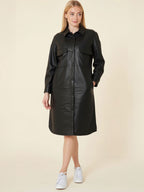 Faux Leather Shirt Dress