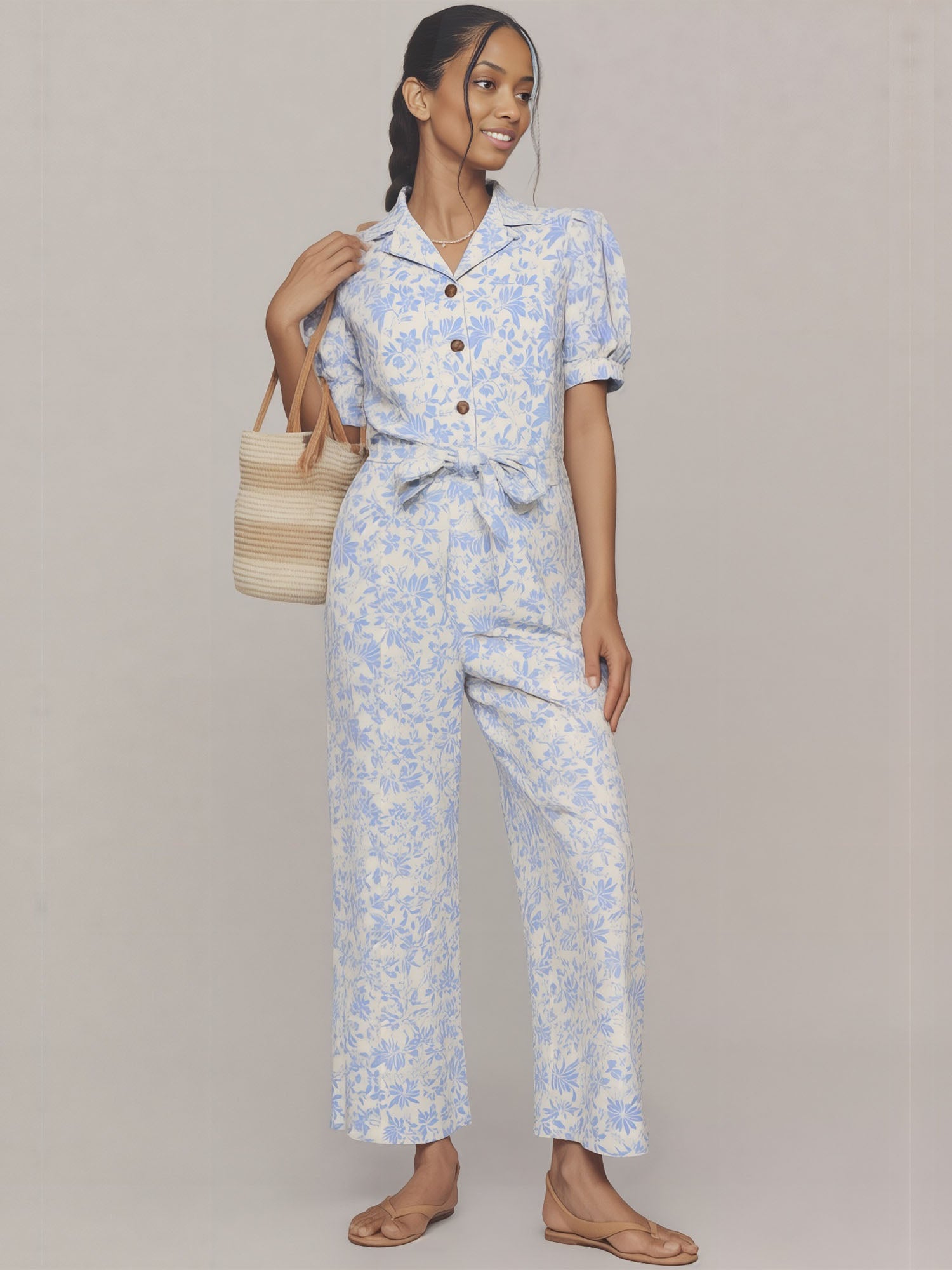 Floral Utility V Neck Jumpsuit
