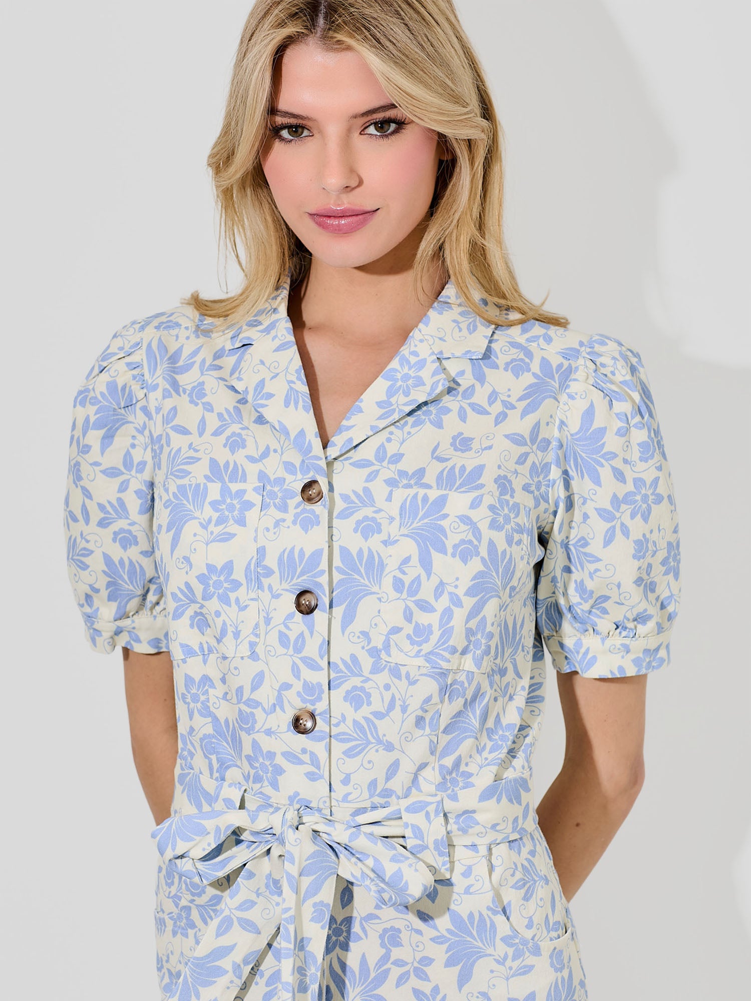 Floral Utility V Neck Jumpsuit