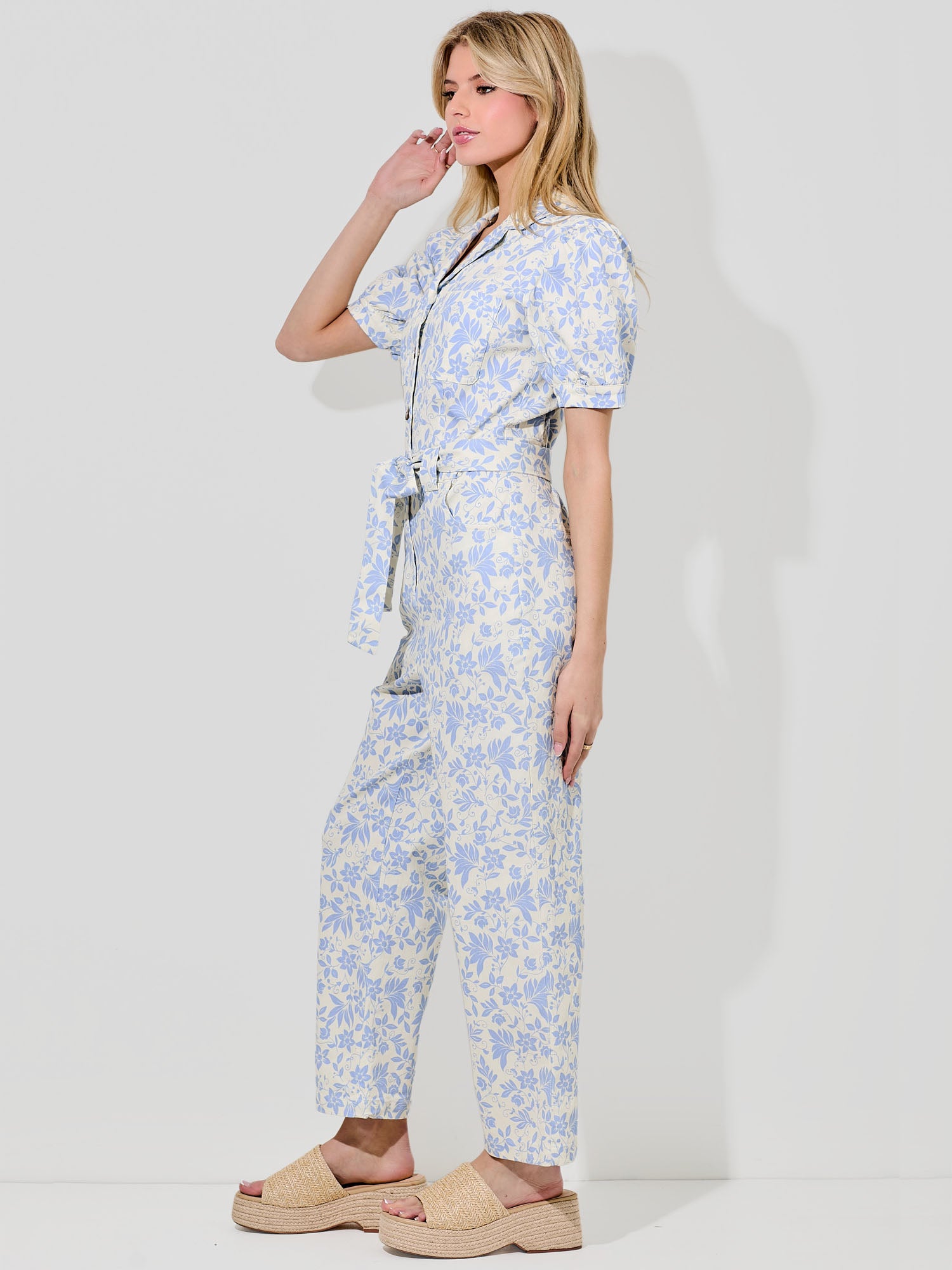 Floral Utility V Neck Jumpsuit