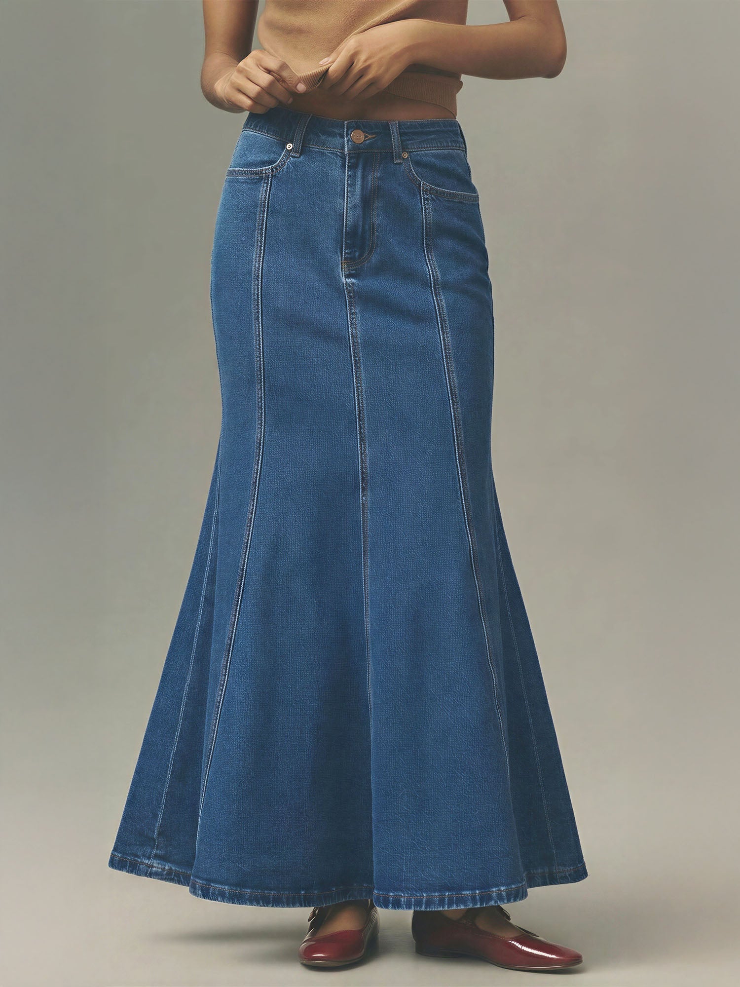 Seamed Denim Mermaid Maxi Skirt – New York & Company