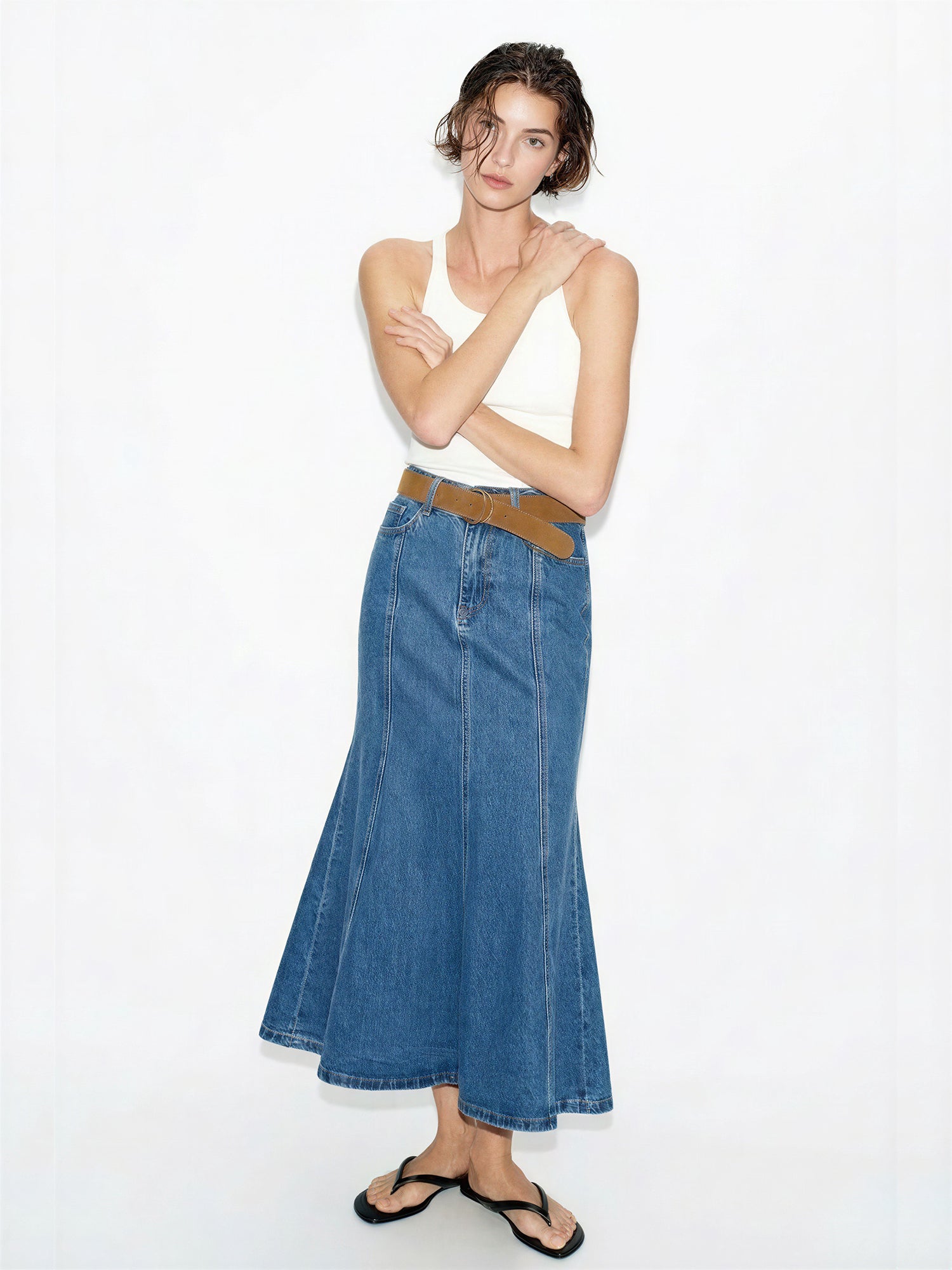 Seamed Denim Mermaid Maxi Skirt – New York & Company
