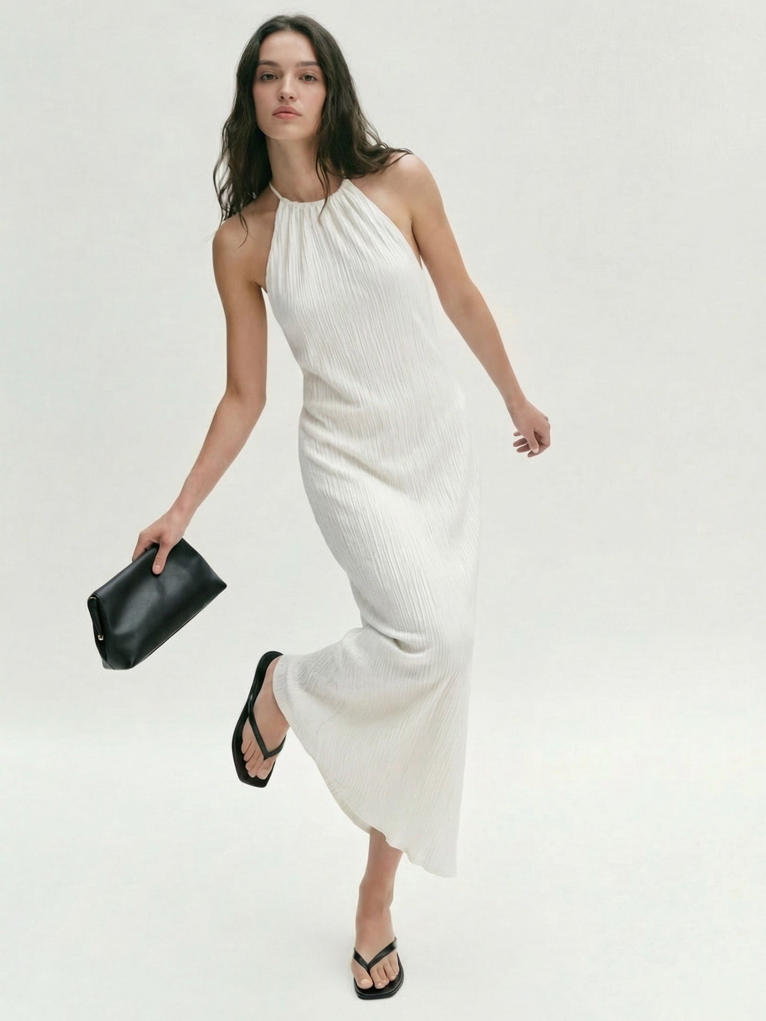 Tank Halter Midi Dress - MEDIUM / White