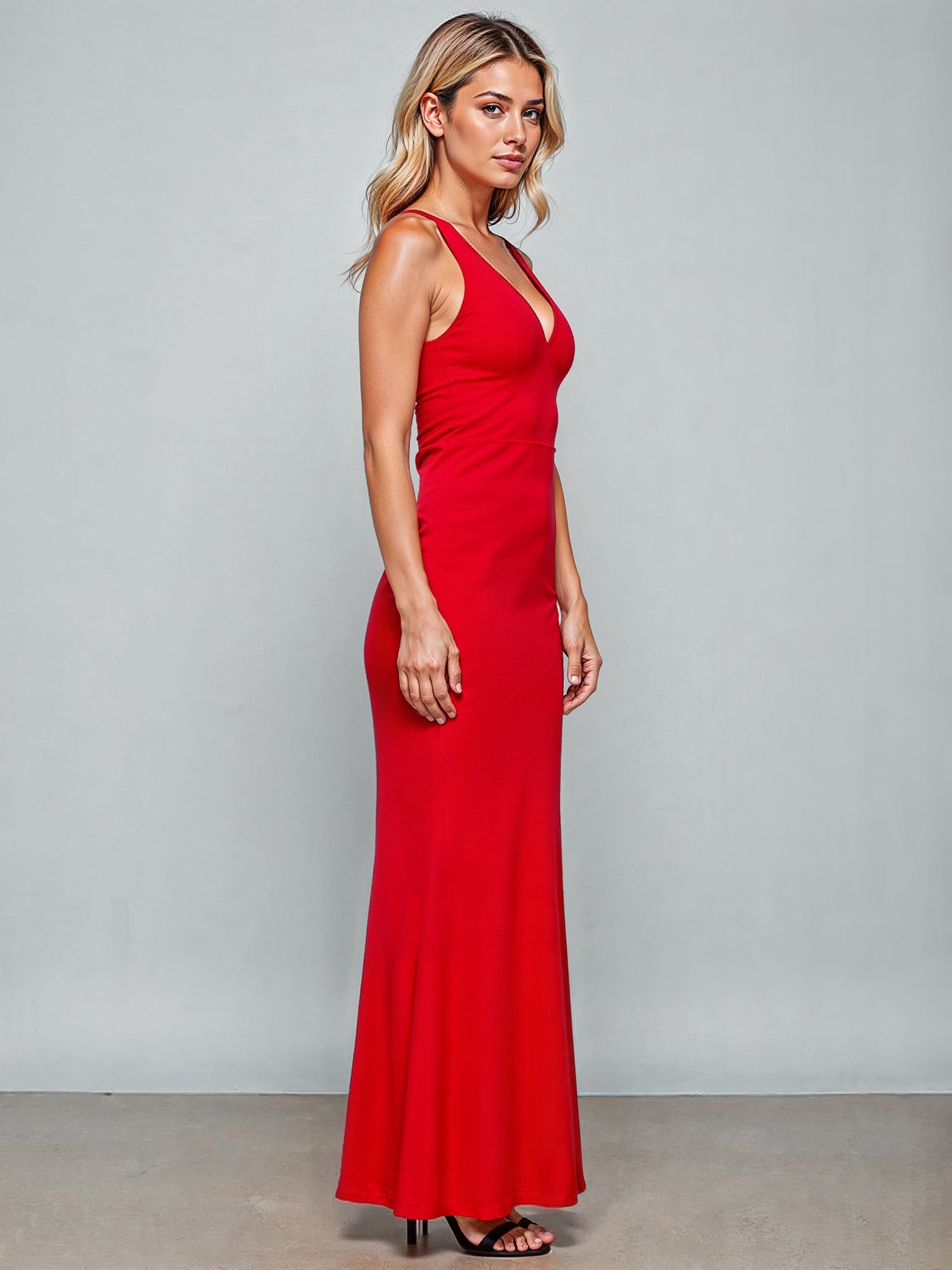 Sleeveless V-Neck Maxi Dress