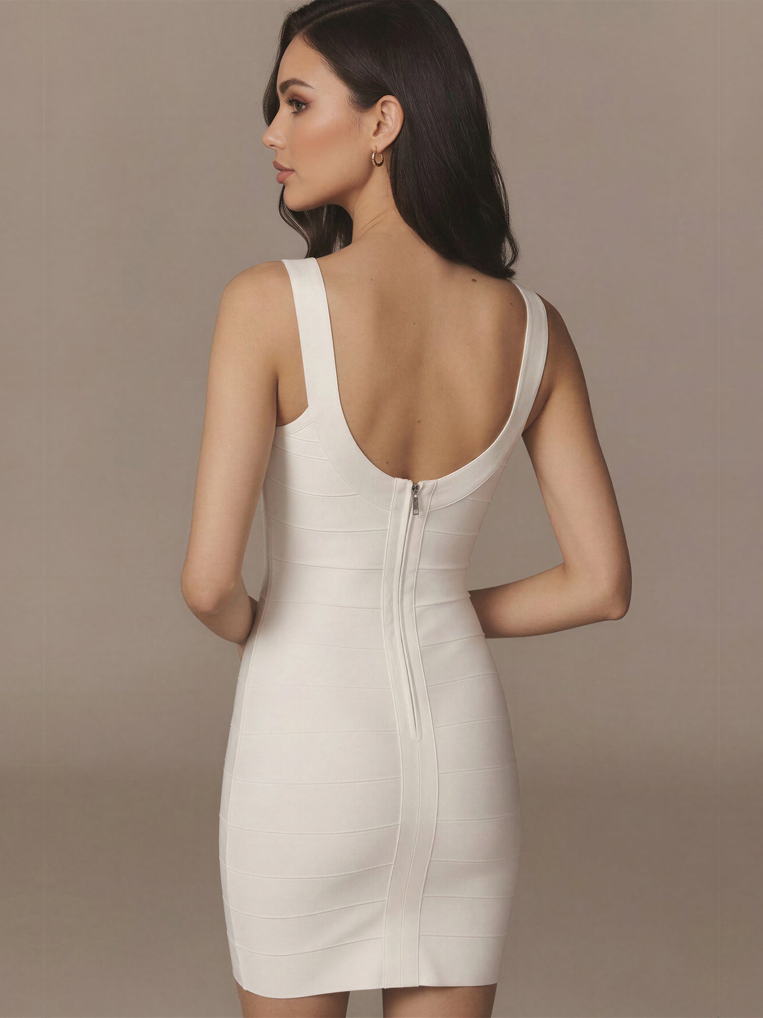 Sleeveless Scoop Neck Bandage Mini Dress - SMALL / White Sleeveless Scoop Neck Bandage Mini Dress - SMALL / White