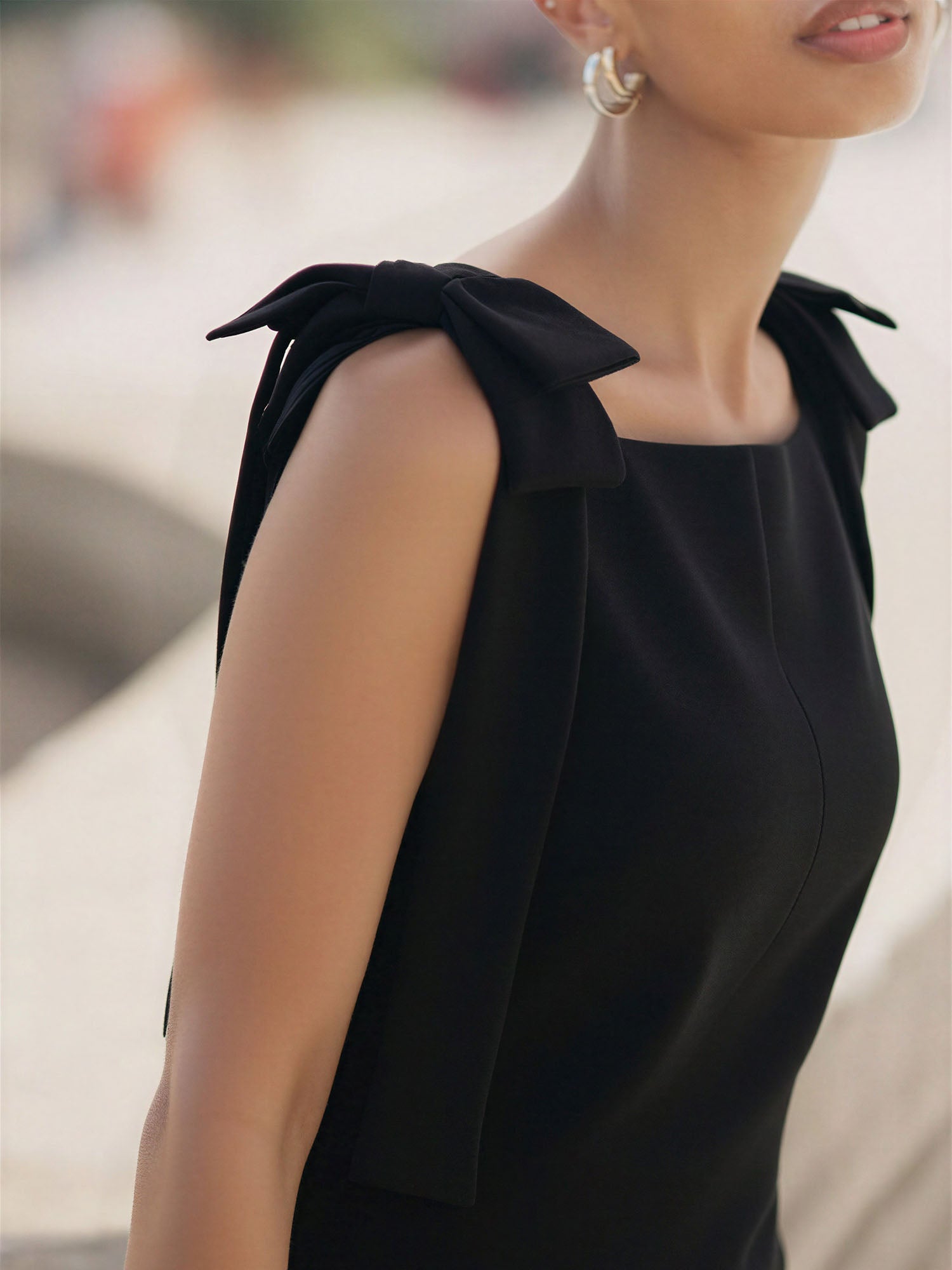 Bow Tie Shoulder Mini Dress Bow Tie Shoulder Mini Dress