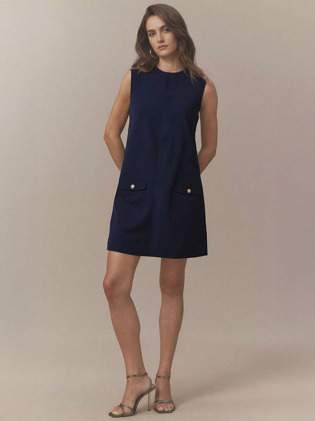 Poppy Sleeveless Two Pocket A Line Sheath Mini Dress New York & Company Poppy Sleeveless Two Pocket A Line Sheath Mini Dress New York & Company