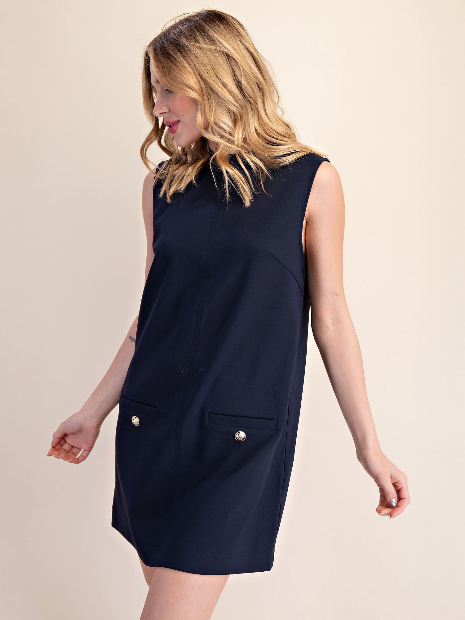 Poppy Sleeveless Two Pocket A Line Sheath Mini Dress New York & Company Poppy Sleeveless Two Pocket A Line Sheath Mini Dress New York & Company