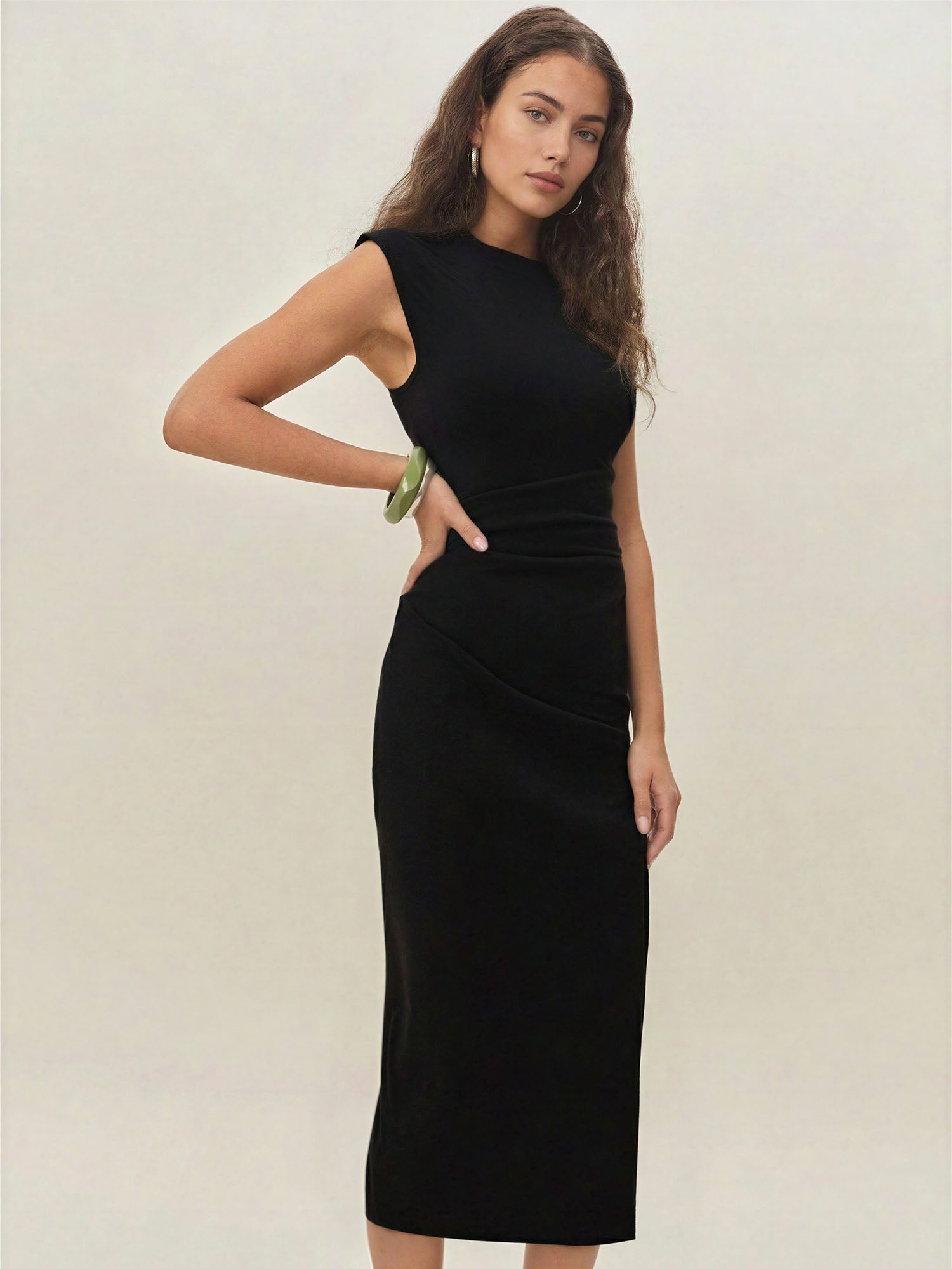 knee length dresses for ladies ELEANORA COLUMN MIDI DRESS – DRESSED BY ES main image 0