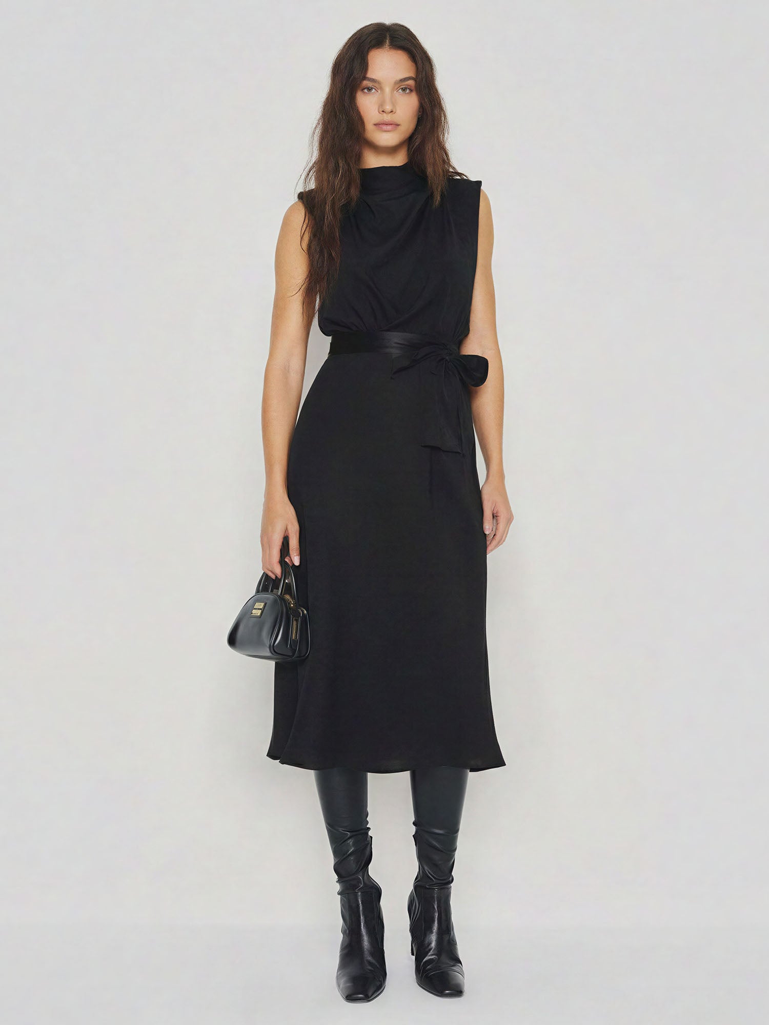 Cowl Neck Satin Midi Shift Dress New York & Company Cowl Neck Satin Midi Shift Dress New York & Company
