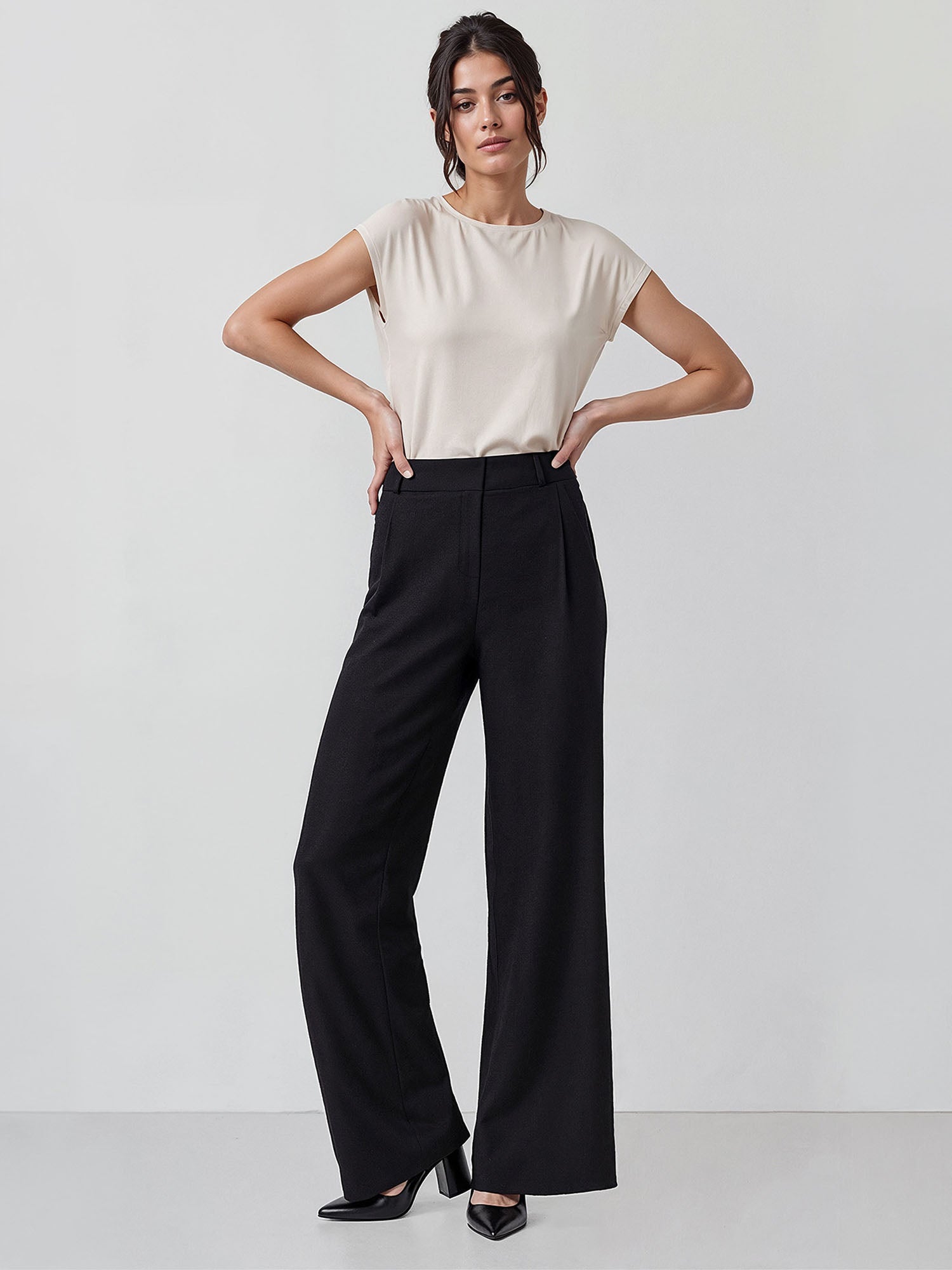 The Serenity Pant - High Waisted Pleated Wide Leg