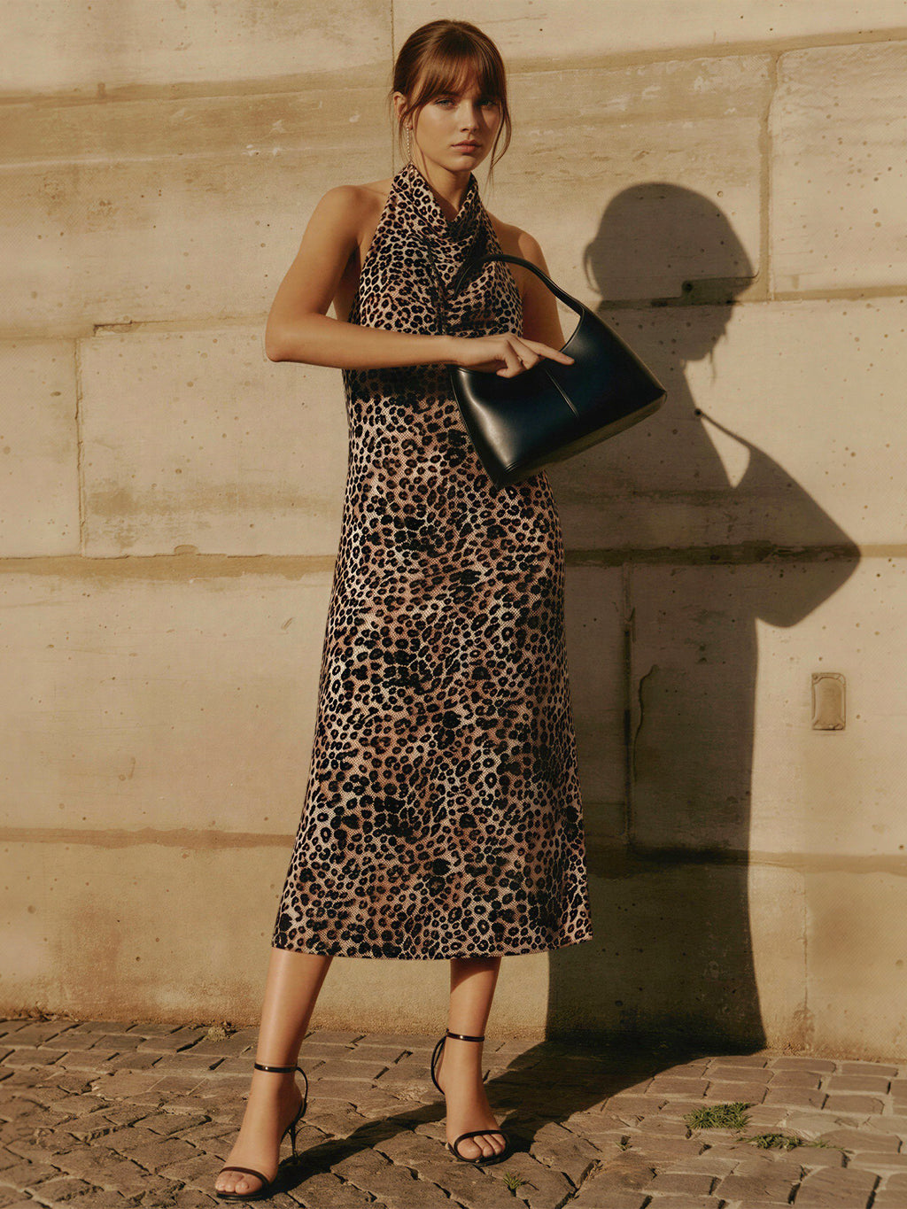 wrap halter dress Katriona Halter Asymmetrical Maxi Dress Leopard Multi main image 0
