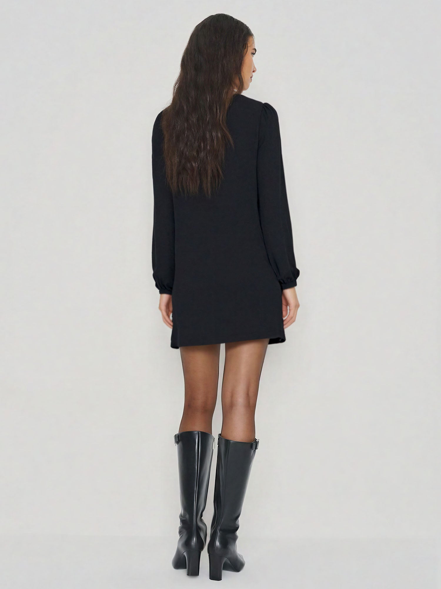 Sequin Dress with Long Sleeves - Small / Black