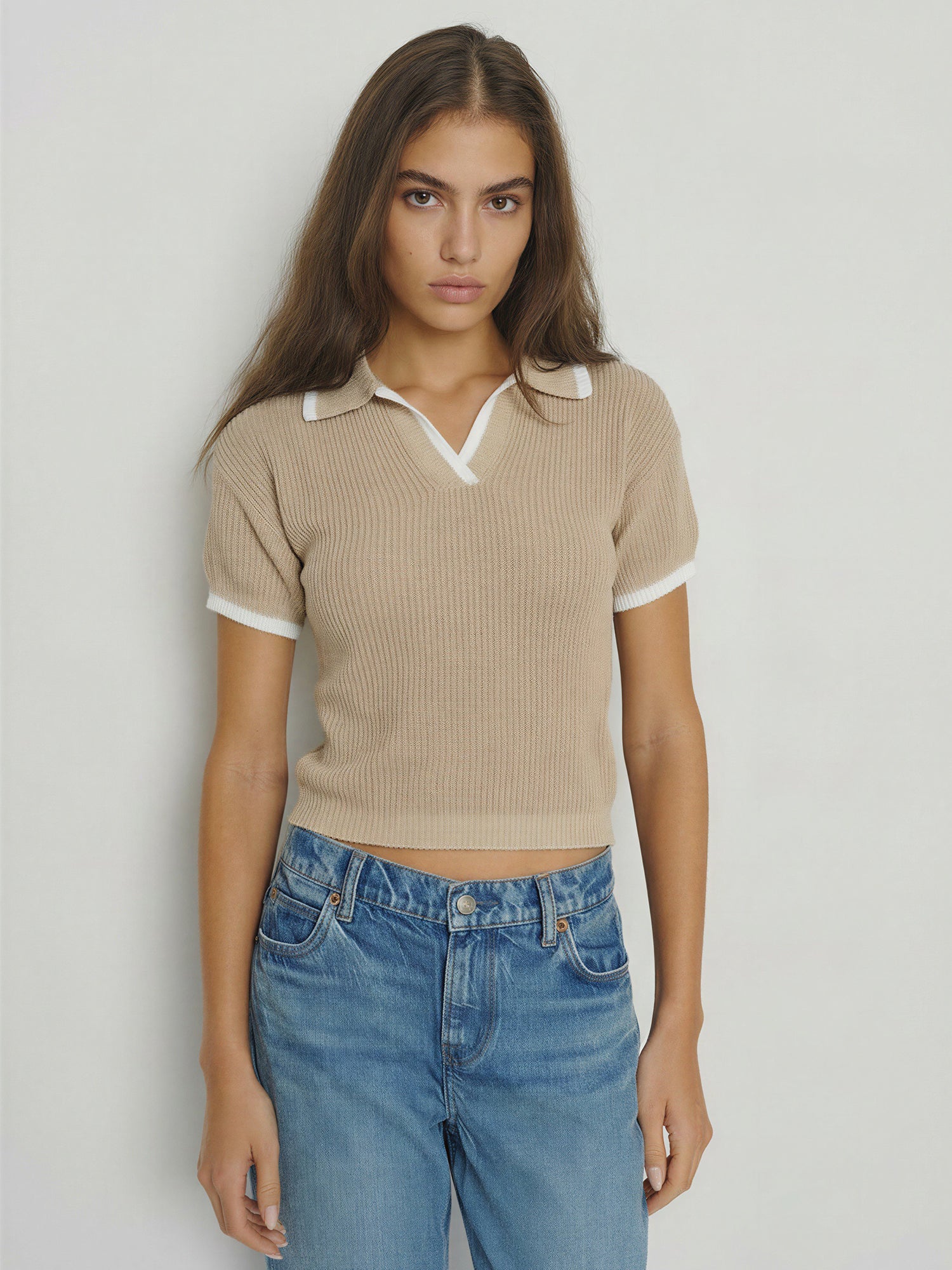 Short Sleeve Sweater Polo Top – New York & Company