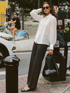 Pin Stripe Wide Leg Pull On Pants