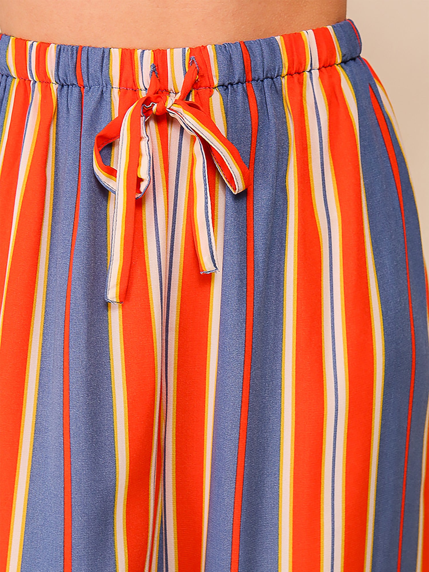 Tie Waist Stripe Pull On Wide Leg Pants