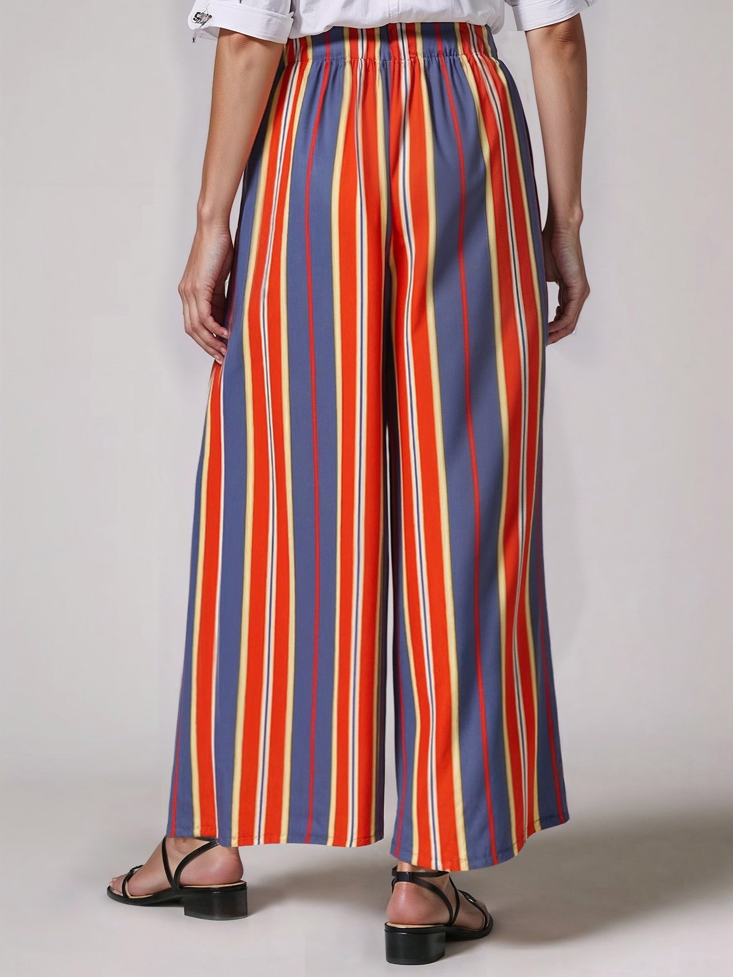 Tie Waist Stripe Pull On Wide Leg Pants