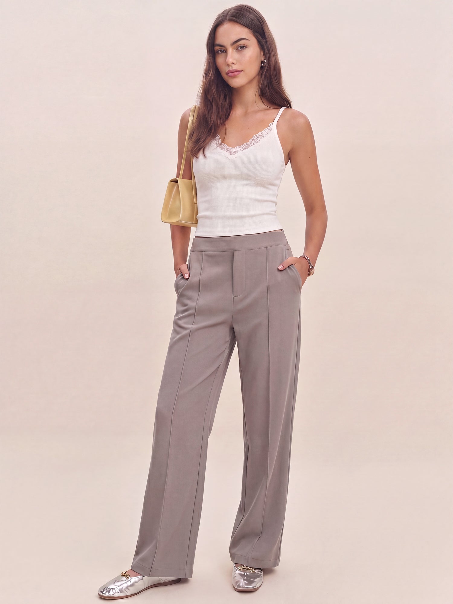 Crinkle Woven Straight Leg Pull On Pant – New York & Company