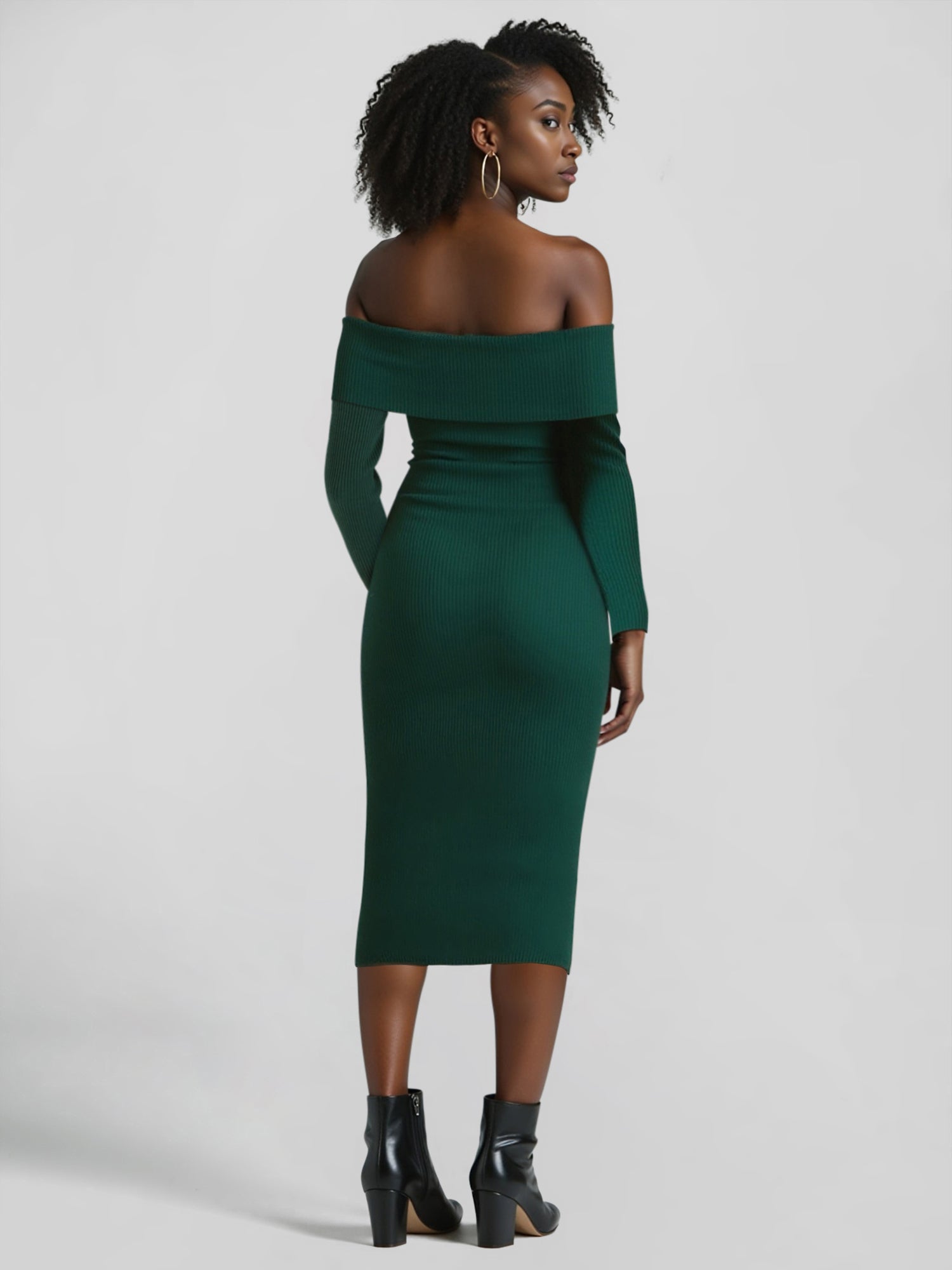 Off The Shoulder Fold Over Long Sleeve Knit Dress – New York & Company 